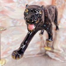 Charger l'image dans la galerie, Panthère Noire en céramique & dorures – Italie, Années 70–80