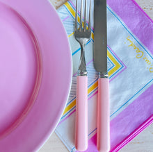 Load image into Gallery viewer, Set de 8 couverts roses vintage années 80