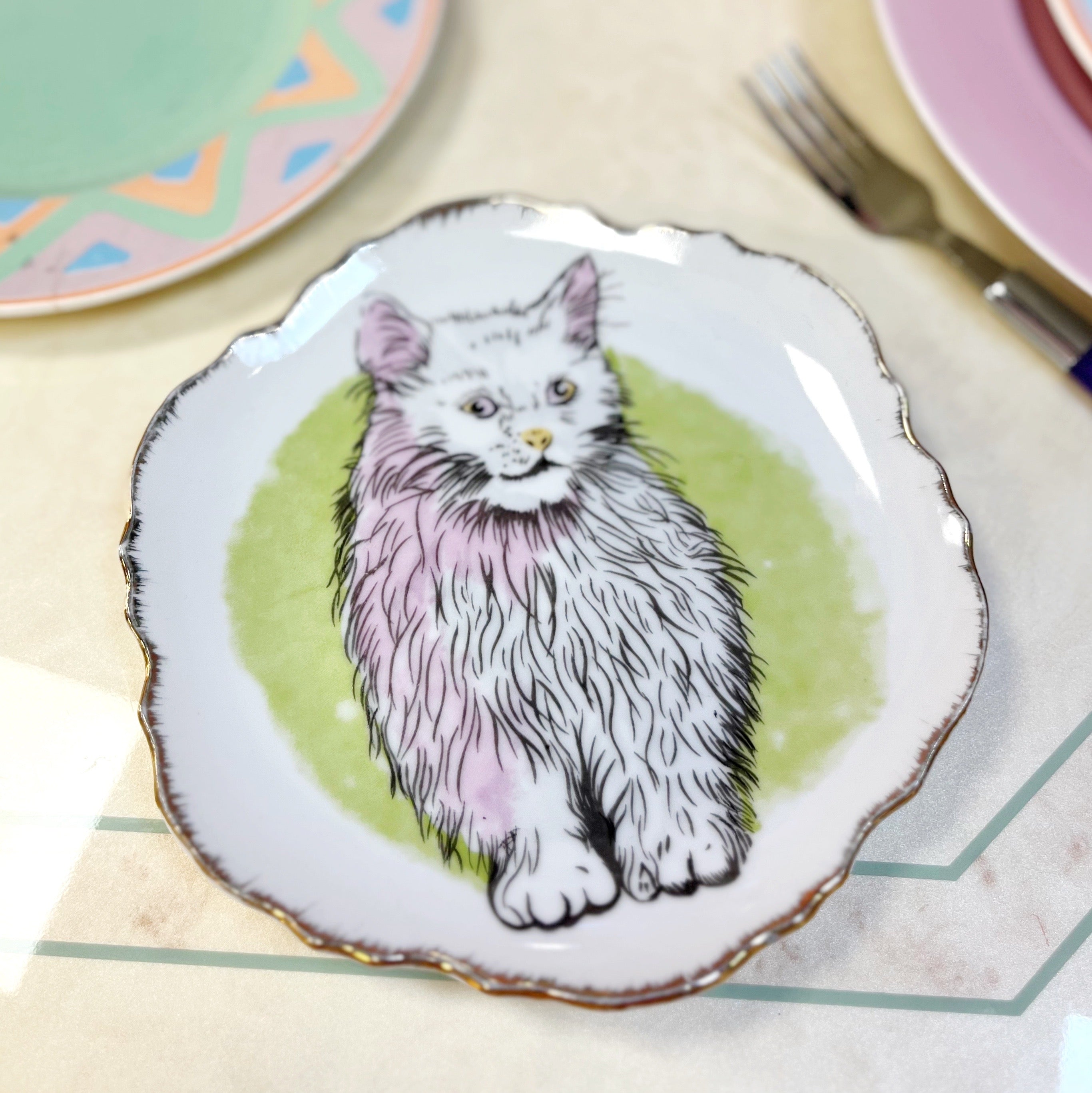 Assiette chat vintage