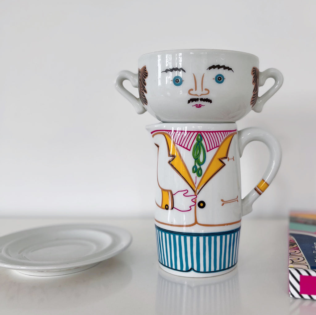 Set petit-déjeuner 70s en porcelaine, série Tête à Tête, « LUI » par Jean Hury