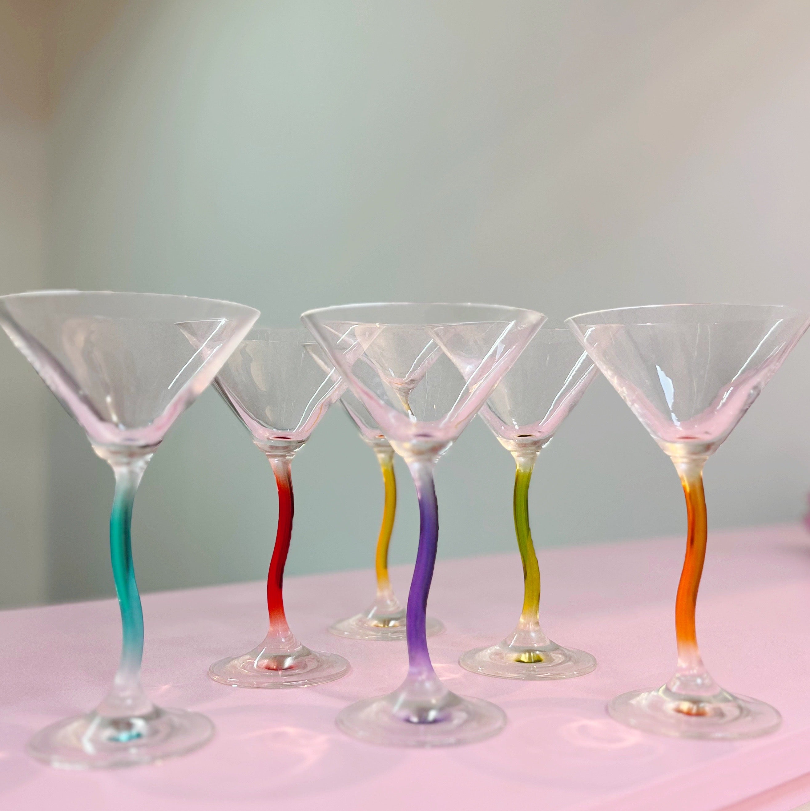 Verres zig-zag vintage colorés