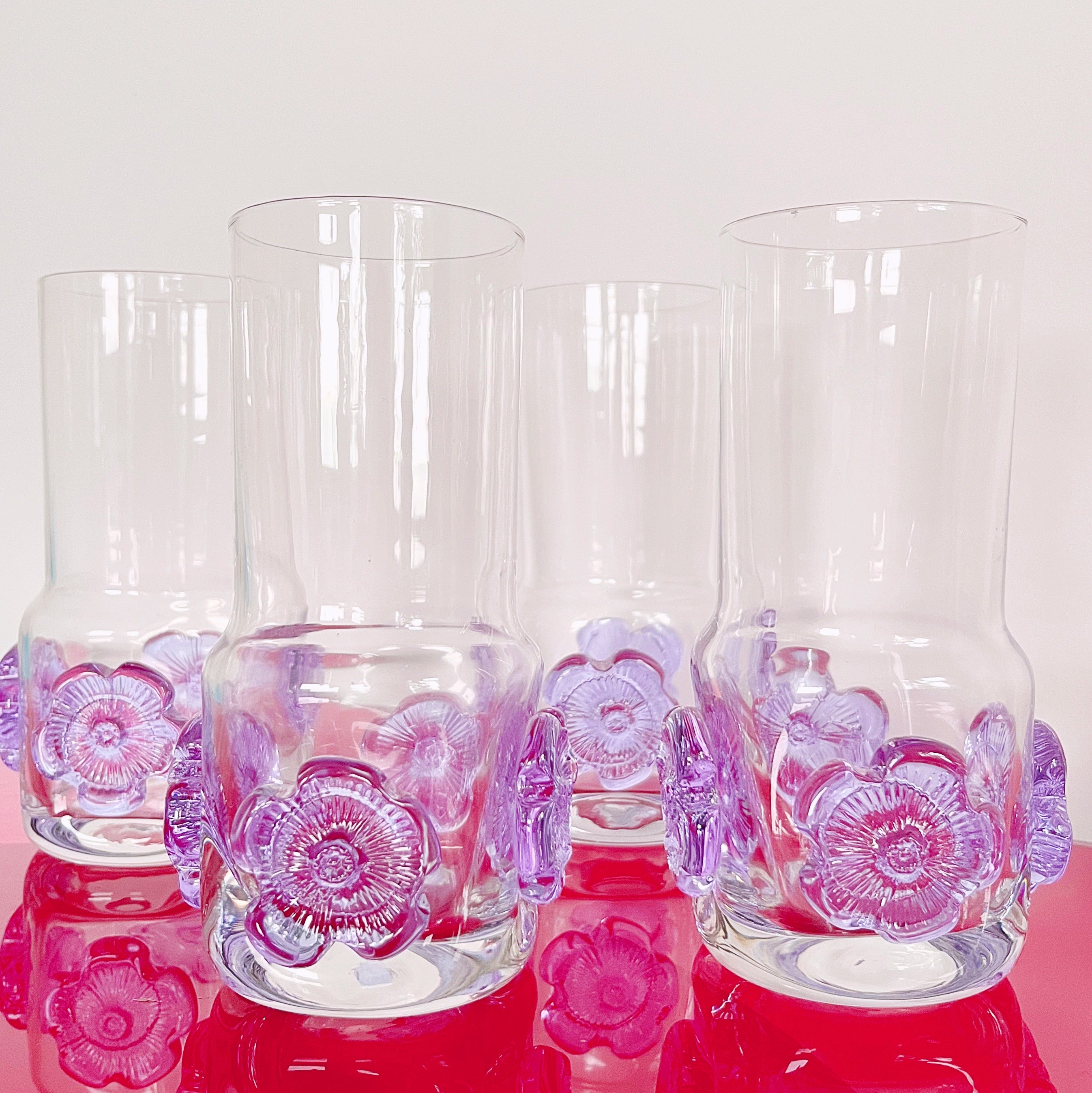 Set de 4 verres fleurs en cristal 70’s