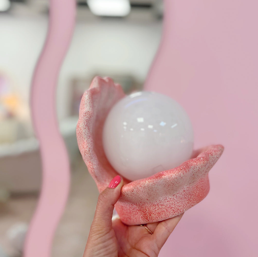 Lampe coquillage rose 80s granitée