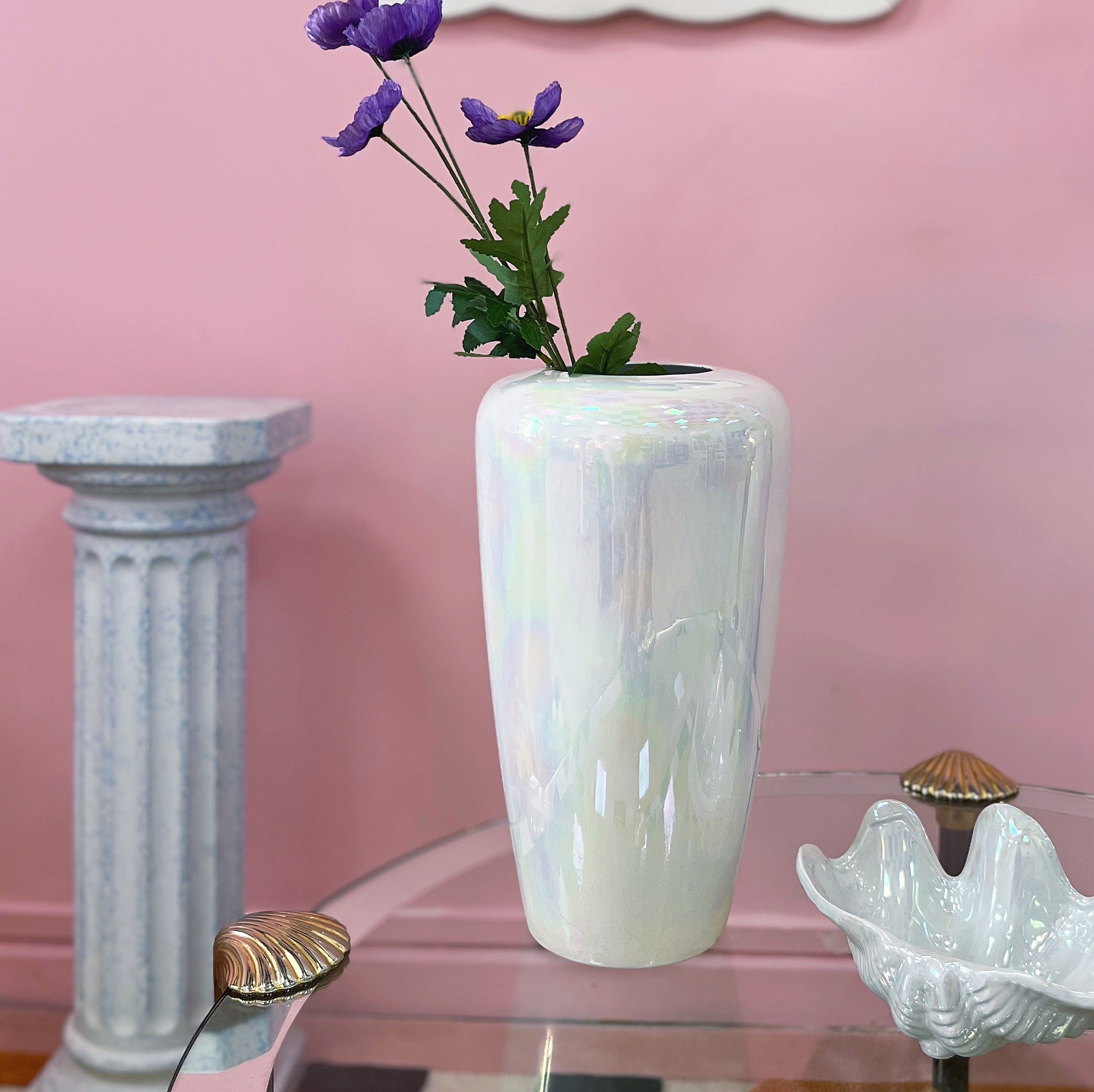 Grand vase en céramique iridescente, Années 80