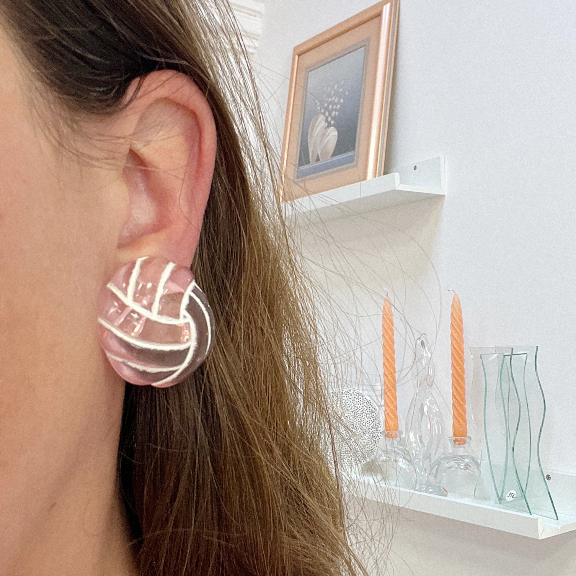 Boucle d’oreilles clips roses 80s