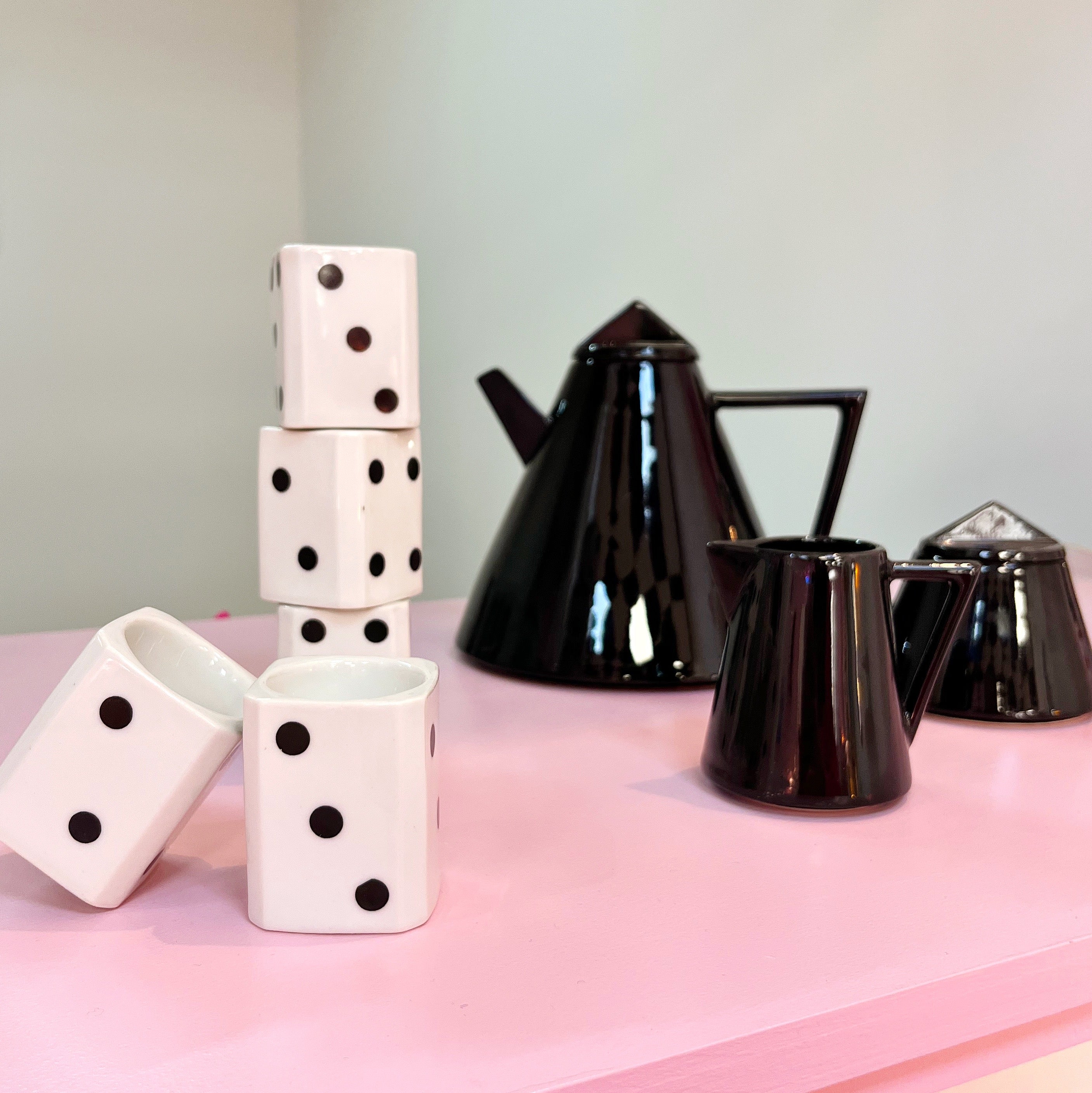 Coquetiers porcelaine dominos