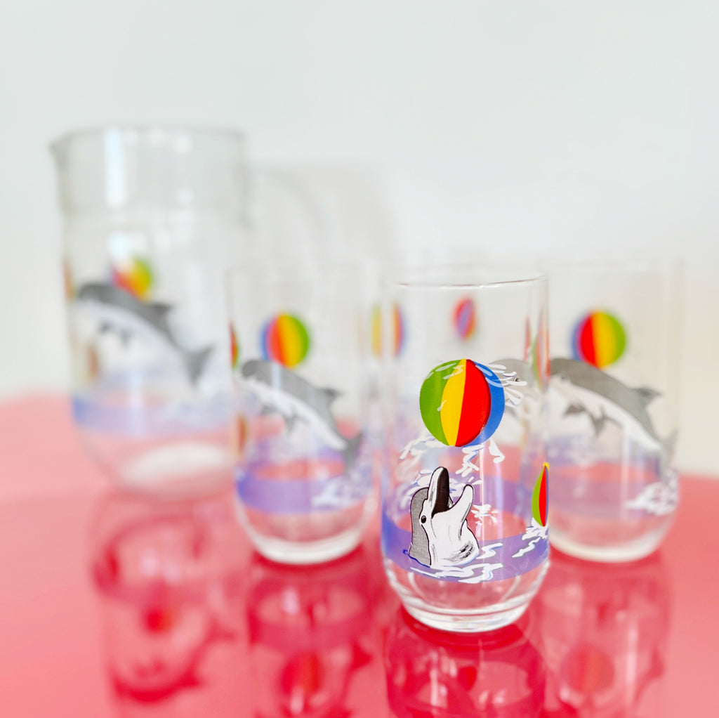 Set carafe & verres dauphins 80’s