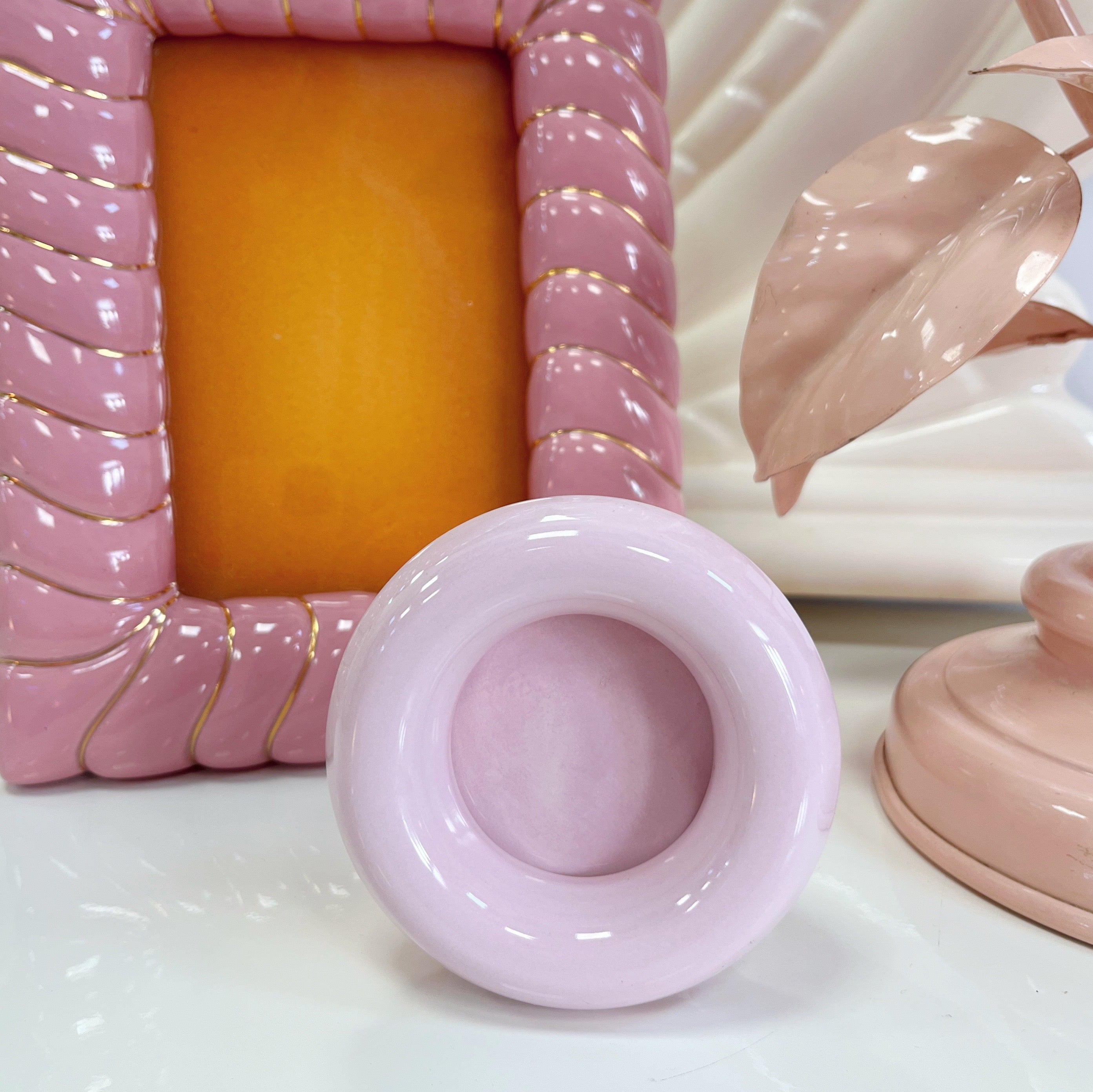 Petit porte photo céramique rose