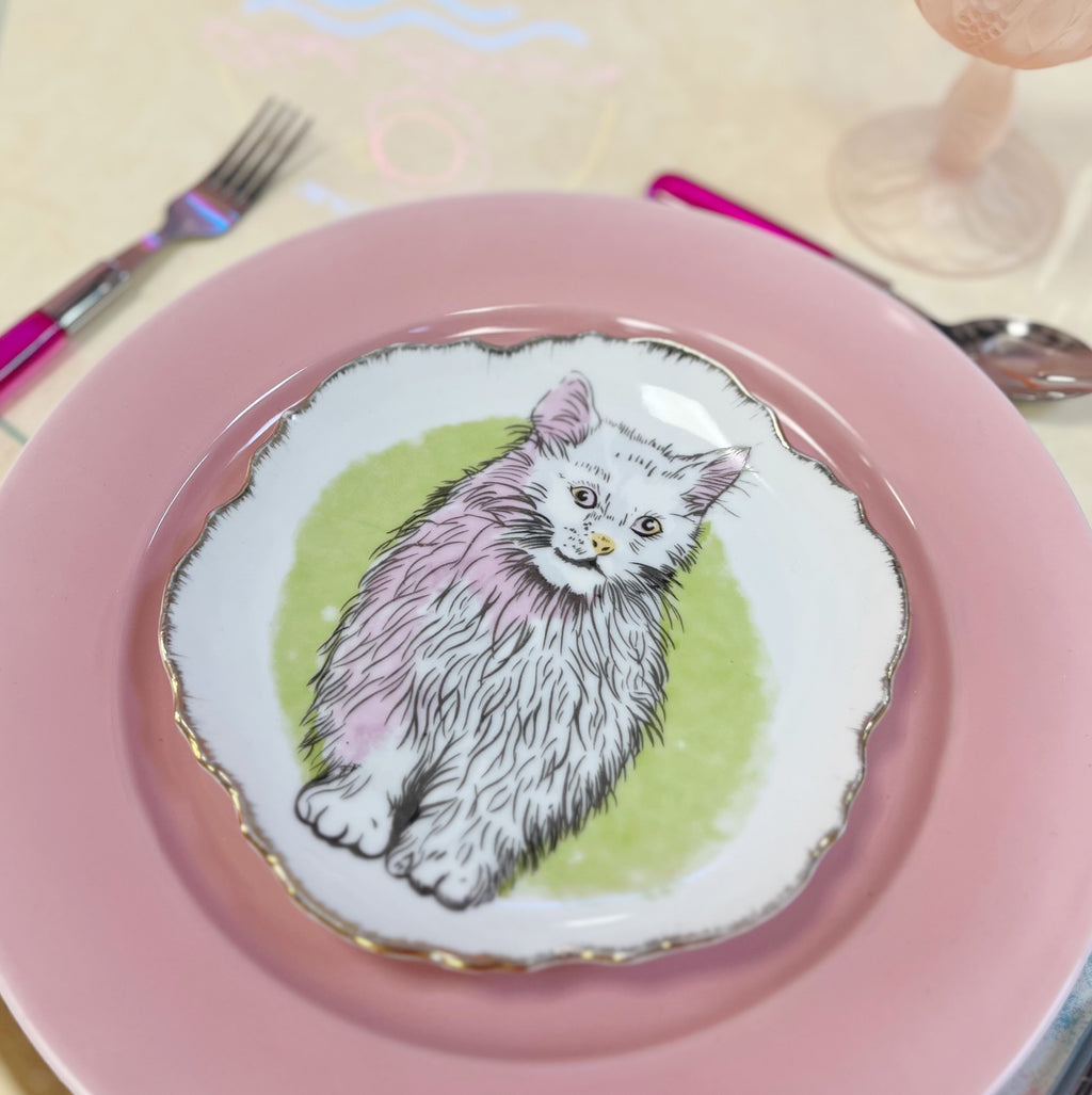 Assiette chat vintage