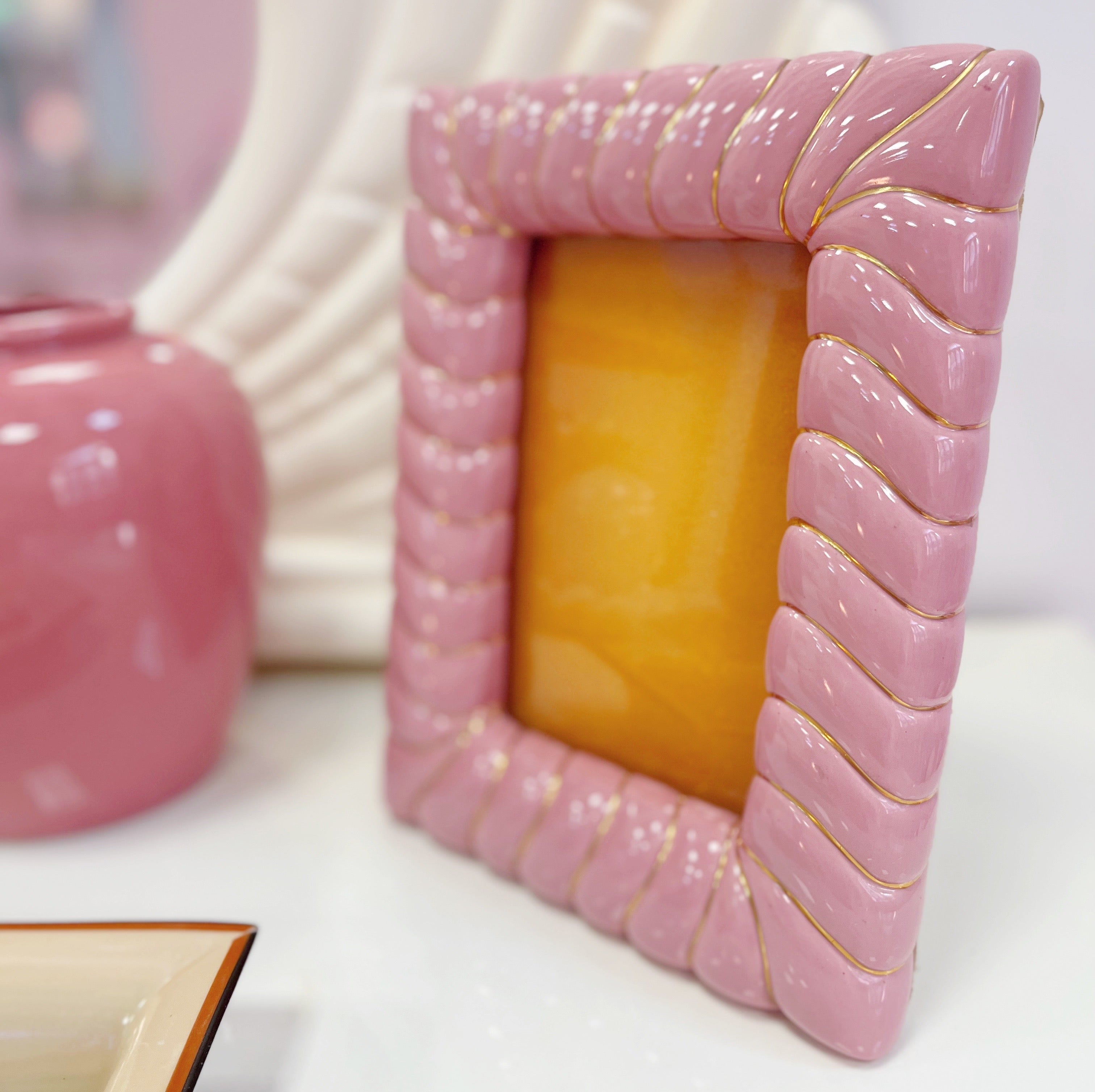 Cadre photo céramique rose