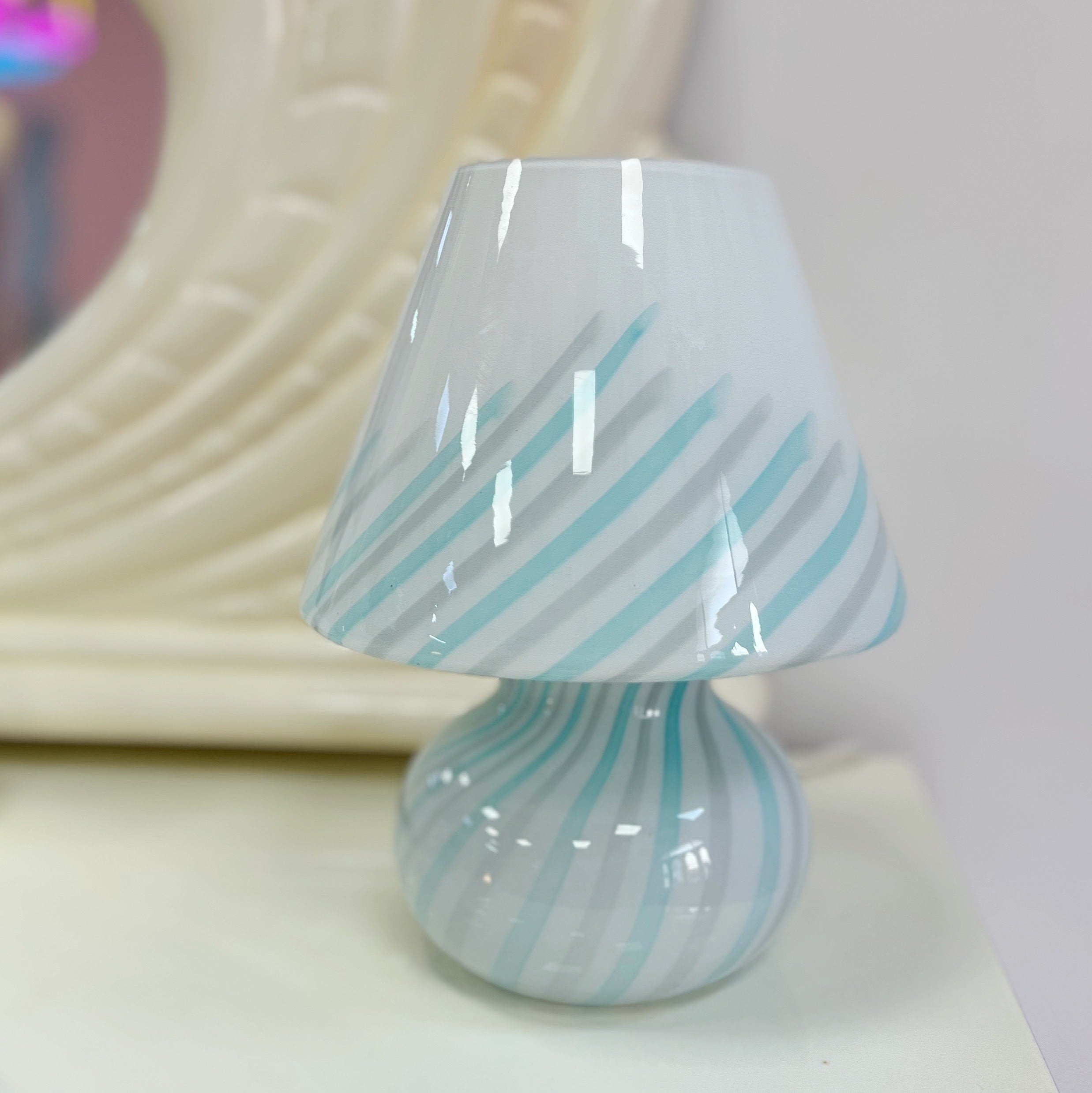 Lampe champignon Murano blue twist