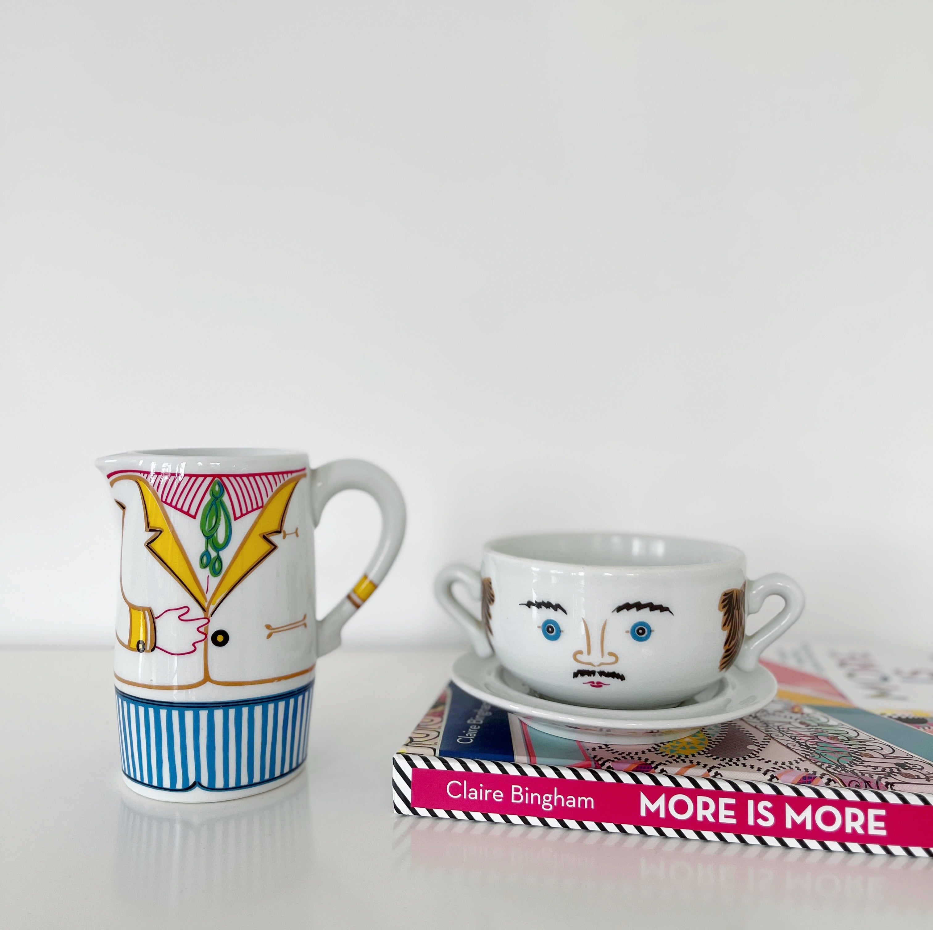 Set petit-déjeuner 70s en porcelaine, série Tête à Tête, « LUI » par Jean Hury