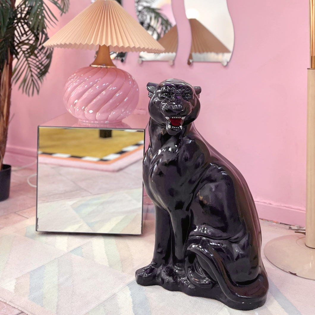 Panthère noire en céramique, années 80