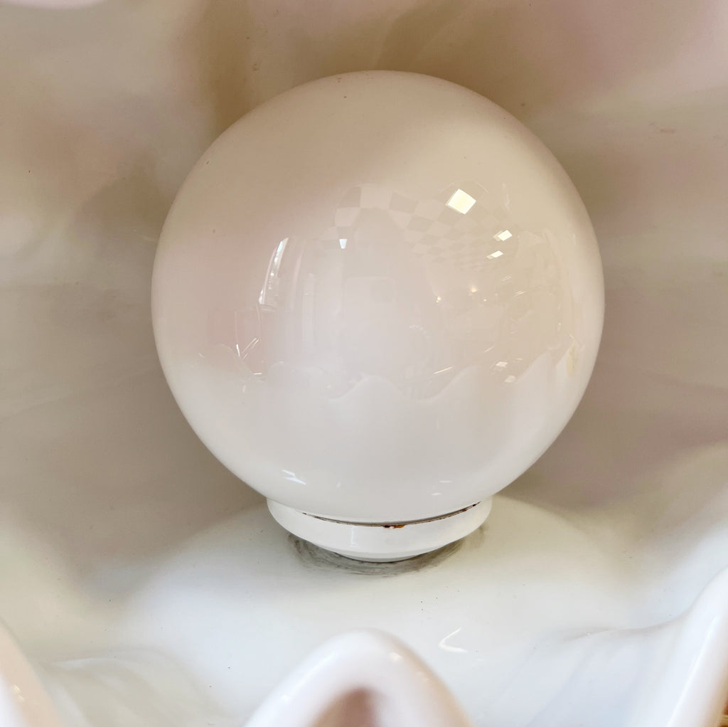 Lampe coquillage vintage – Céramique blanche italienne des années 70