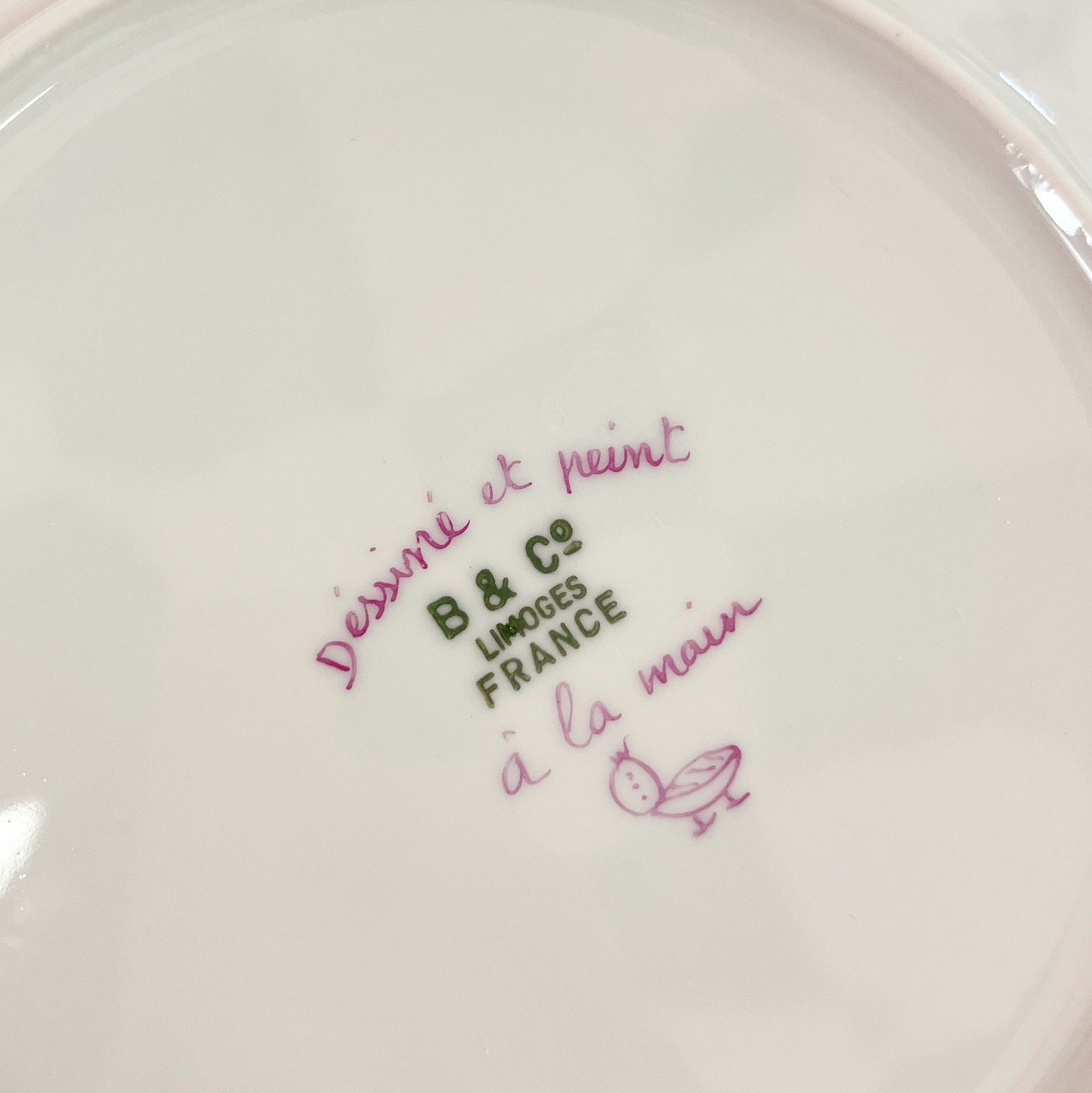 Assiettes à dessert en porcelaine décor de fruits