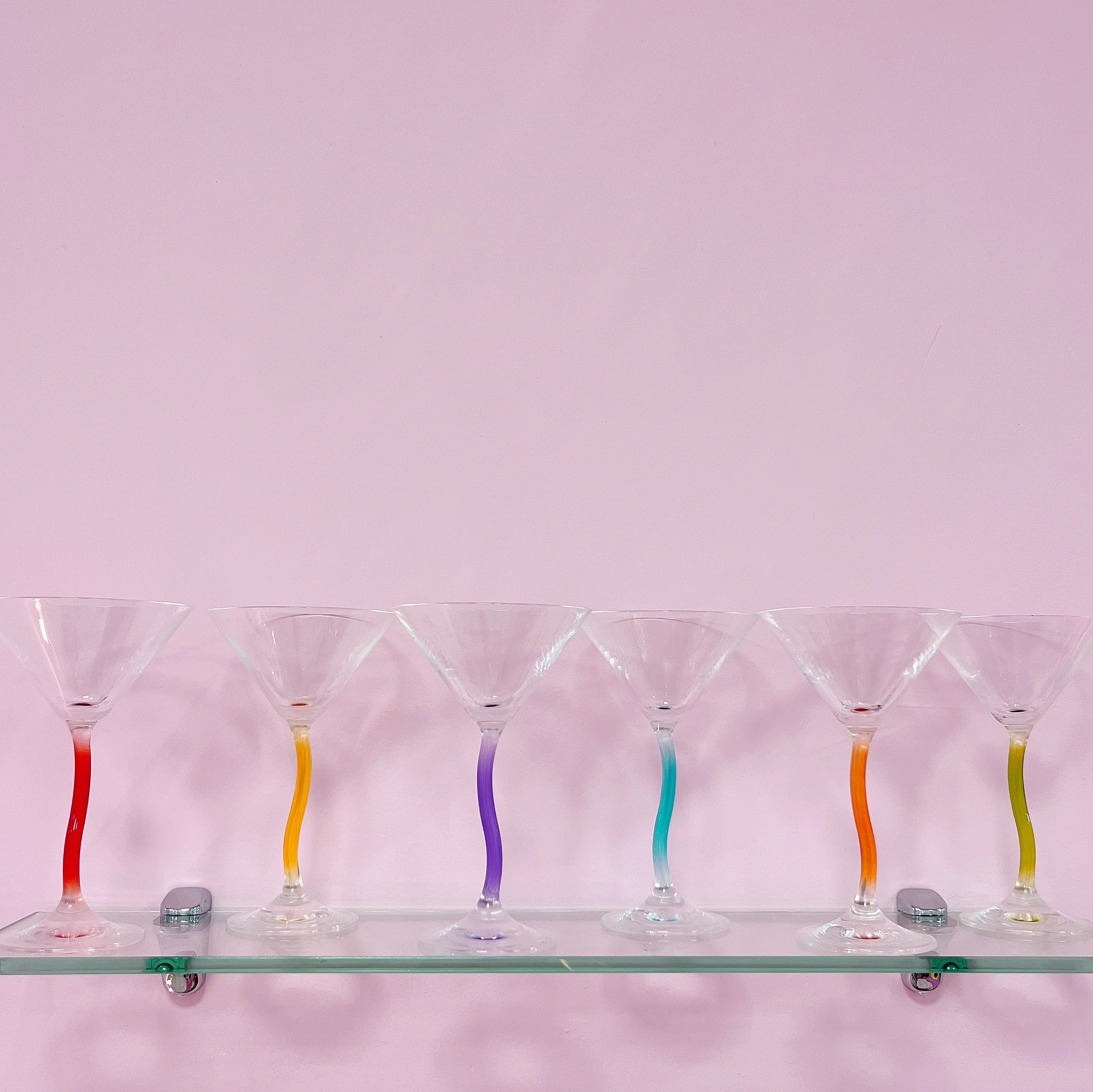 Verres zig-zag vintage colorés