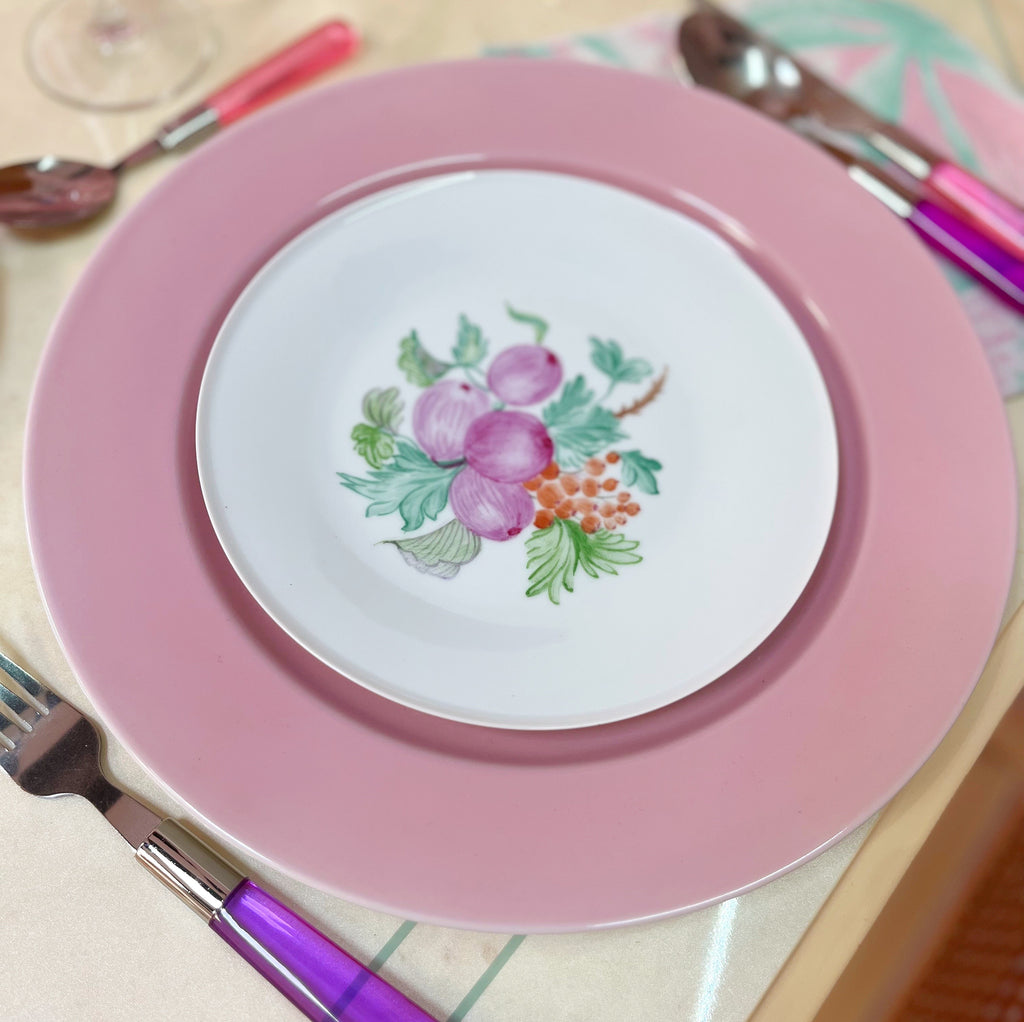 Assiettes à dessert en porcelaine décor de fruits