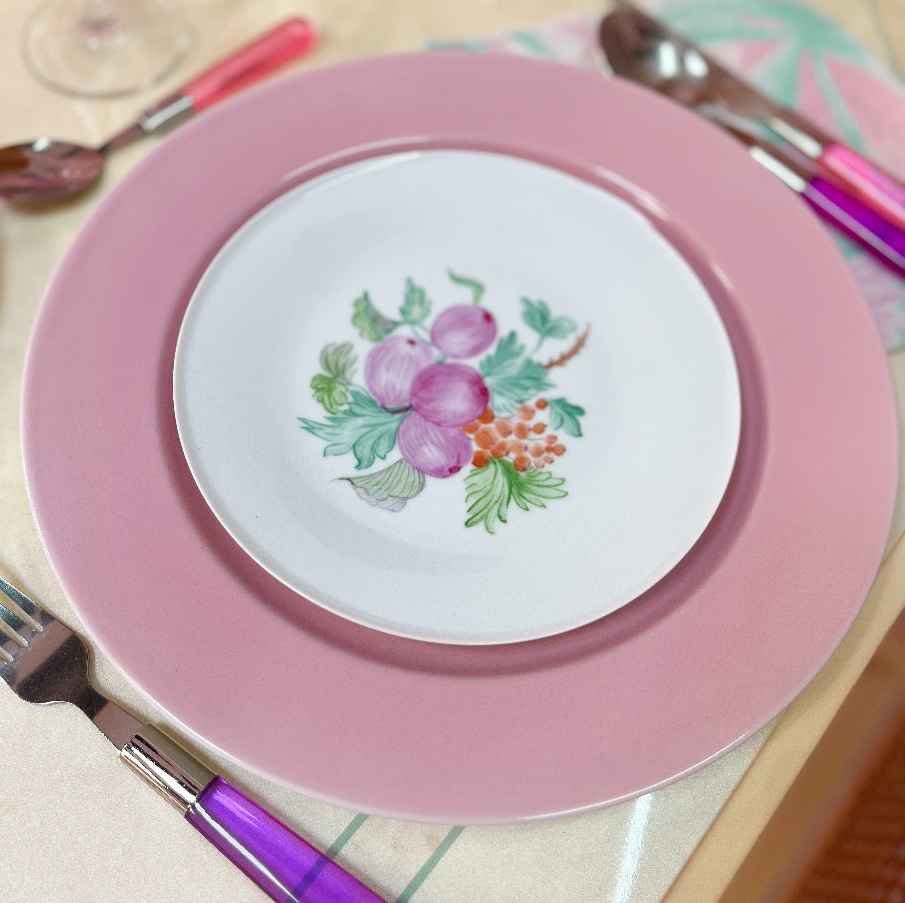 Assiettes à dessert en porcelaine décor de fruits