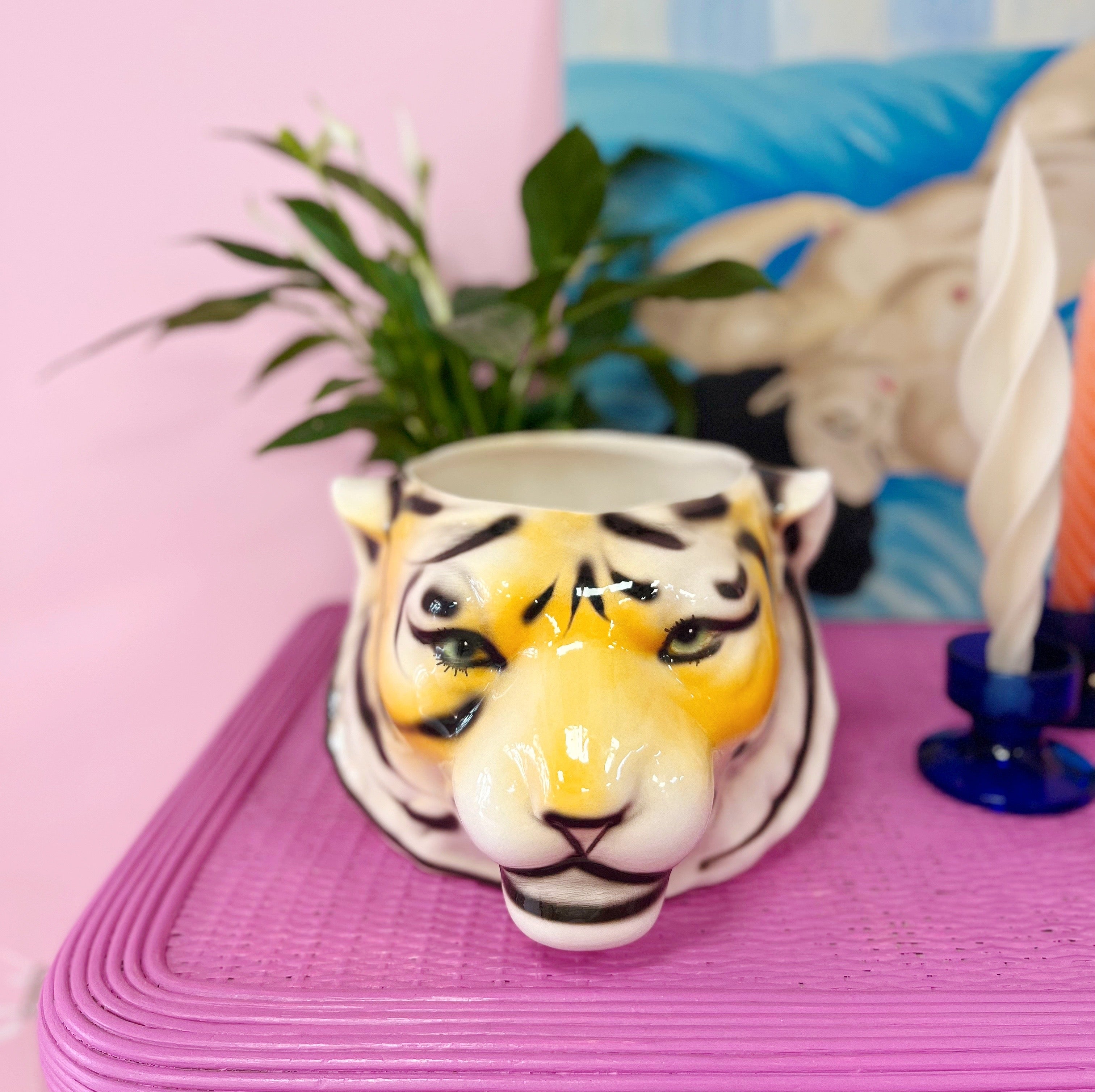 Cache-pot tigre vintage