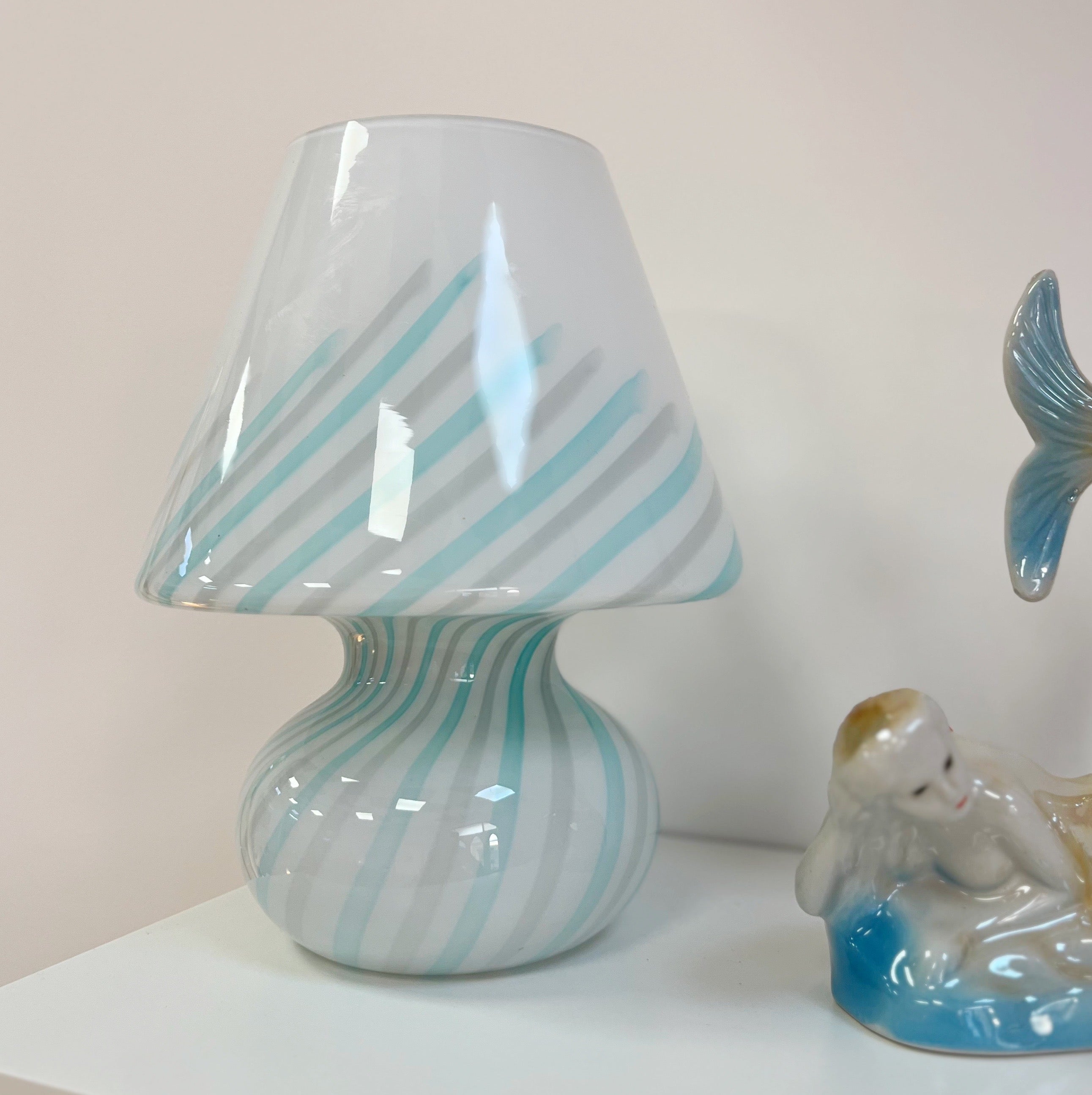Lampe champignon Murano blue twist
