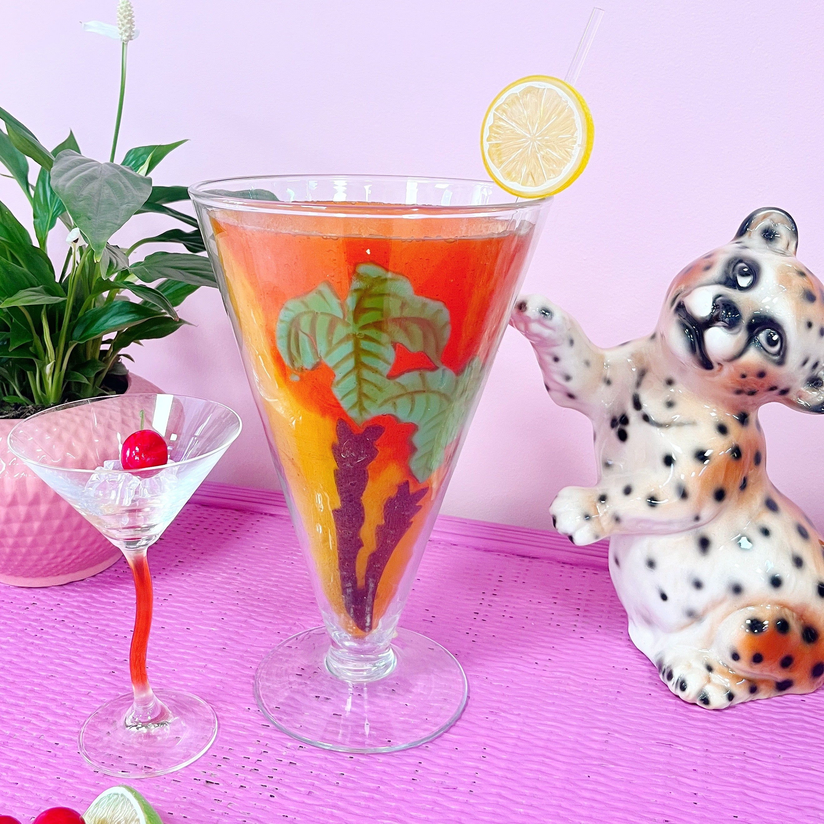 Lampe verre-cocktail XL 80s palmiers