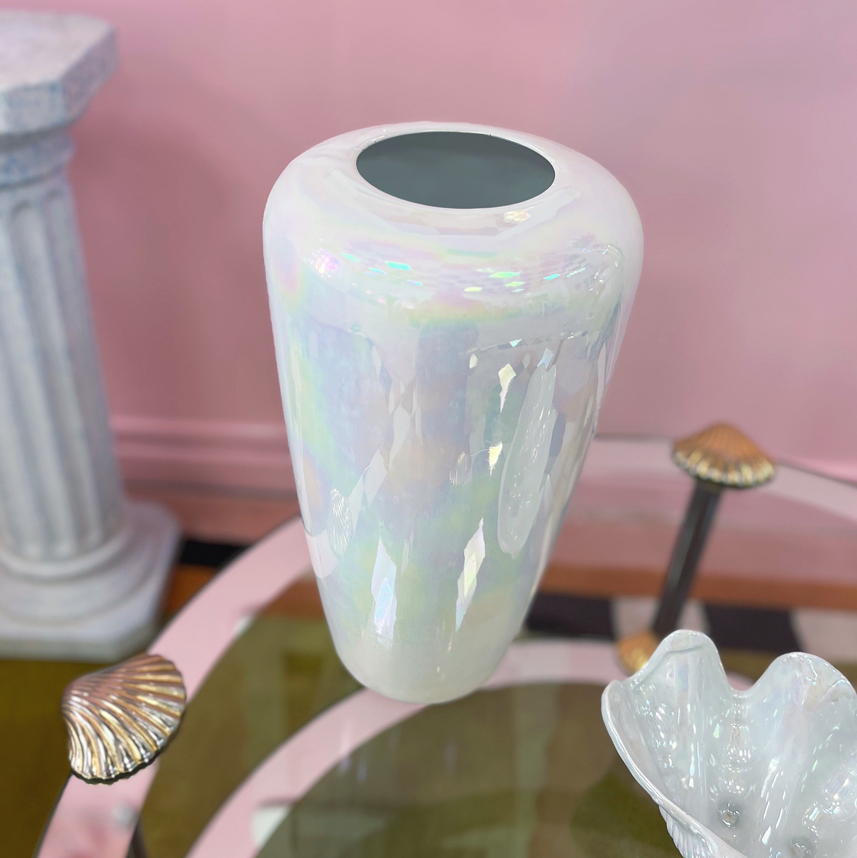 Grand vase en céramique iridescente, Années 80