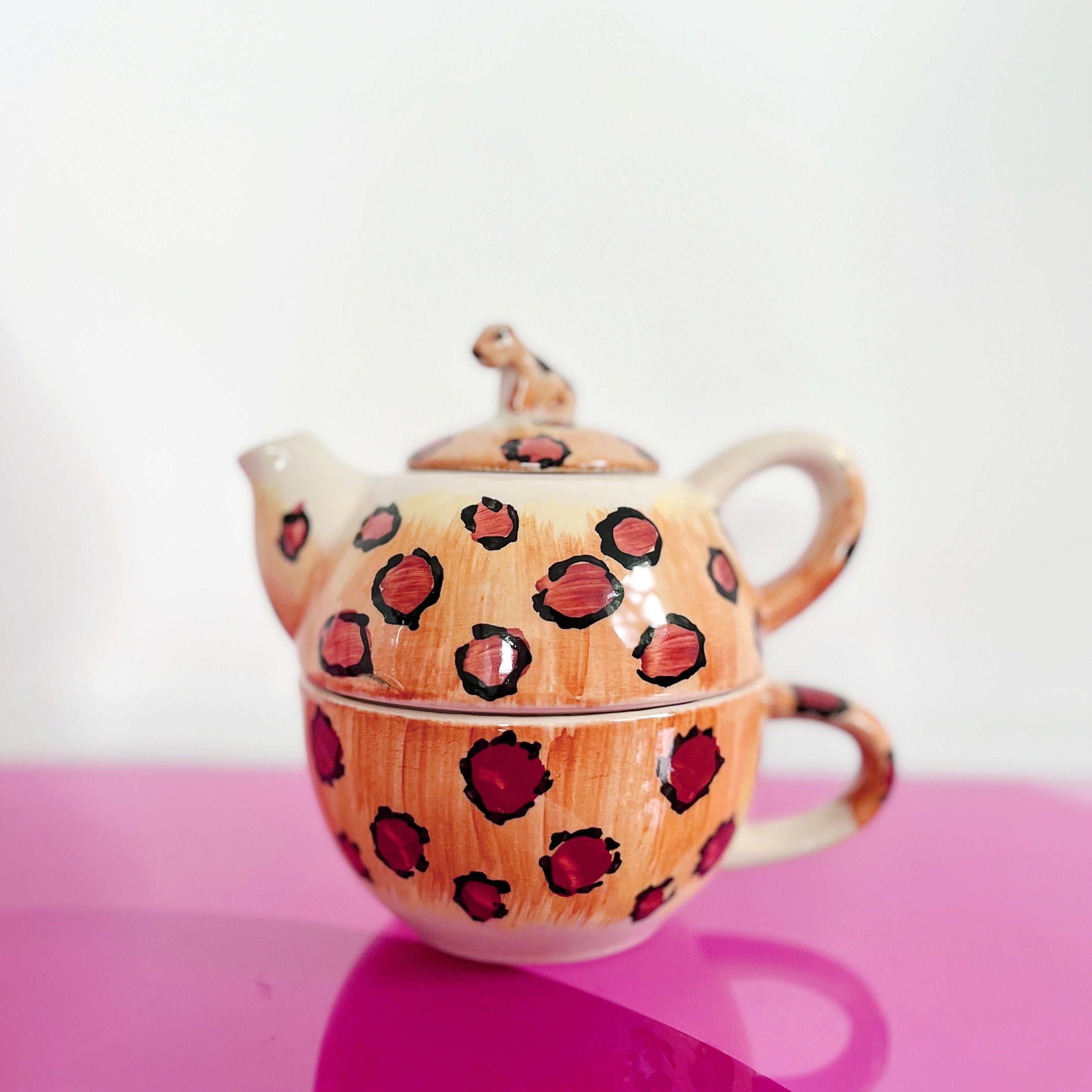 Petite théière léopard vintage