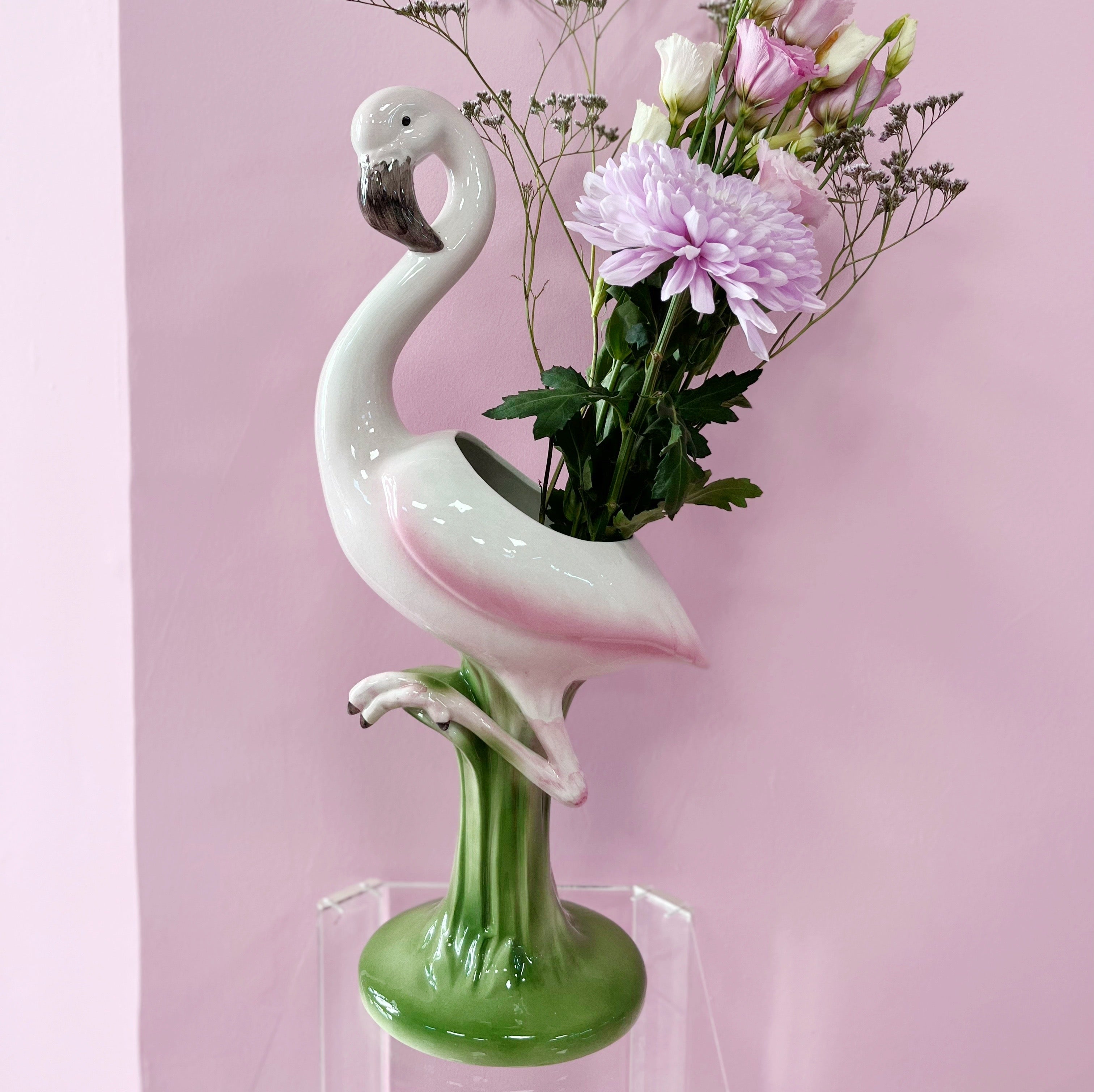 Grand vase flamant rose