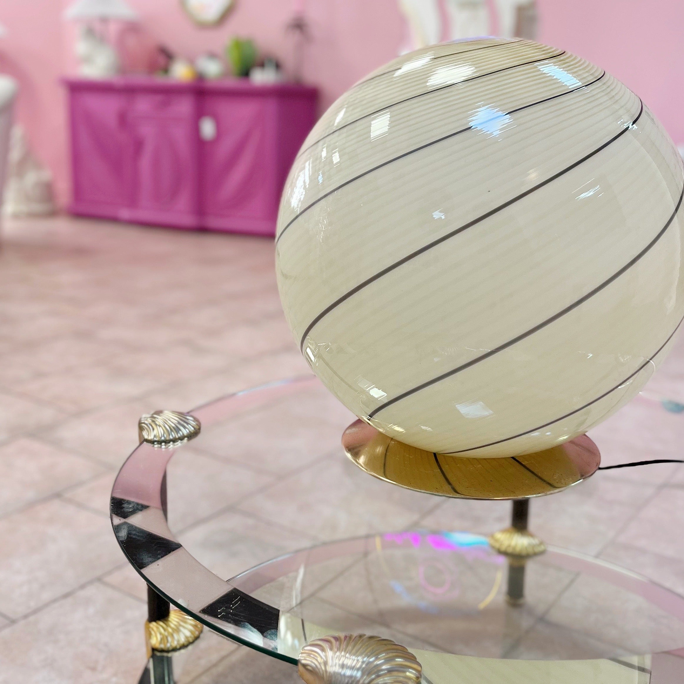 Grande lampe sphère en verre de Murano, années 70