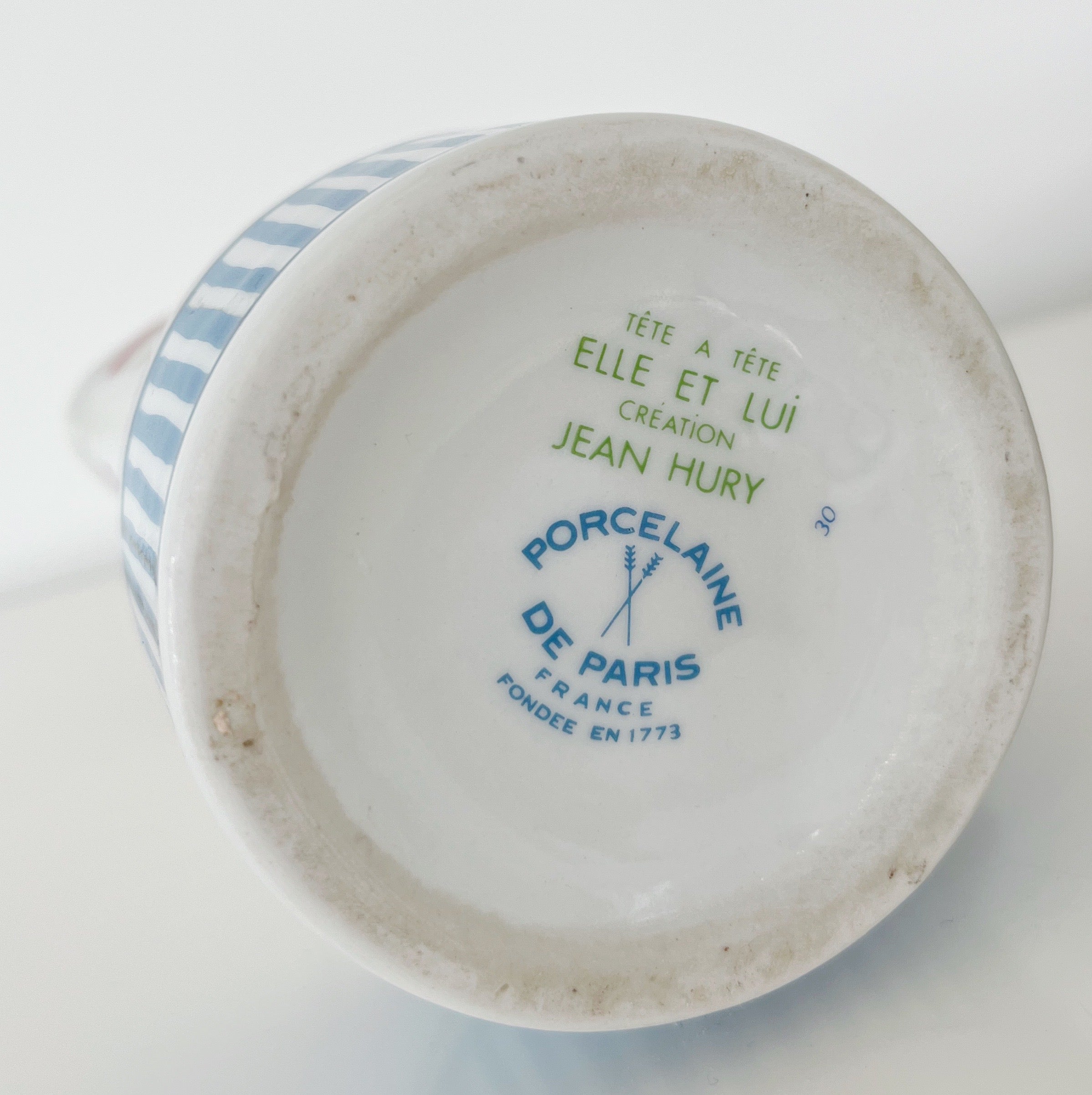 Set petit-déjeuner 70s en porcelaine, série Tête à Tête, « LUI » par Jean Hury