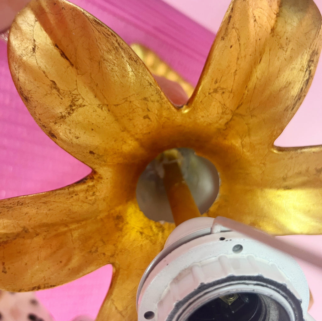 Lampe de table palmier dorée