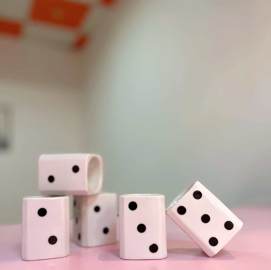 Coquetiers porcelaine dominos