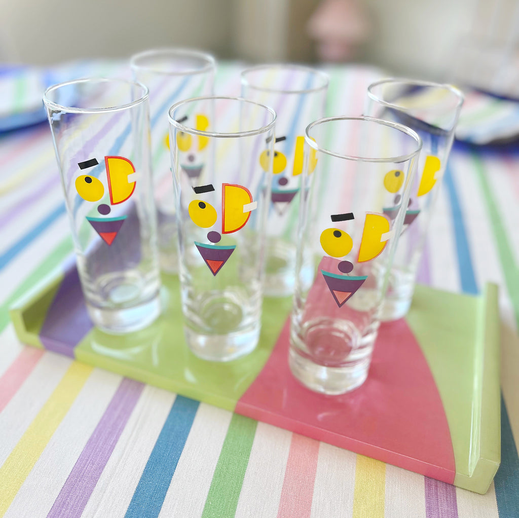 Service verres tubes vintage années 80