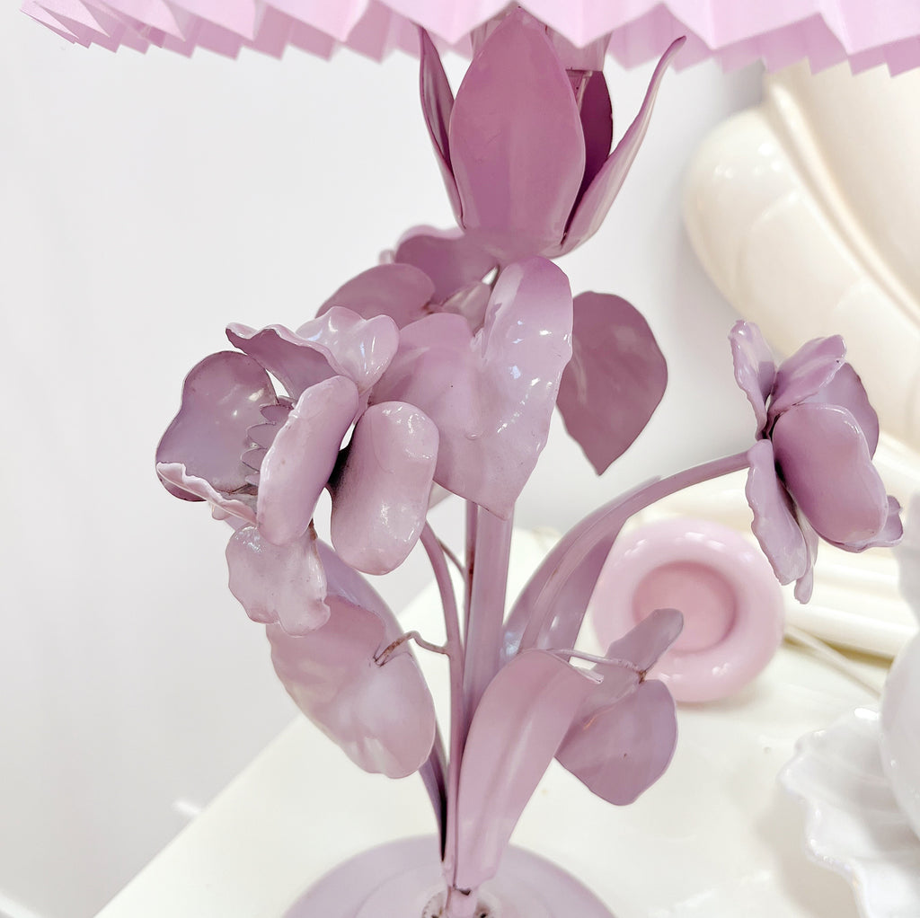 Lampe florale rose 70s