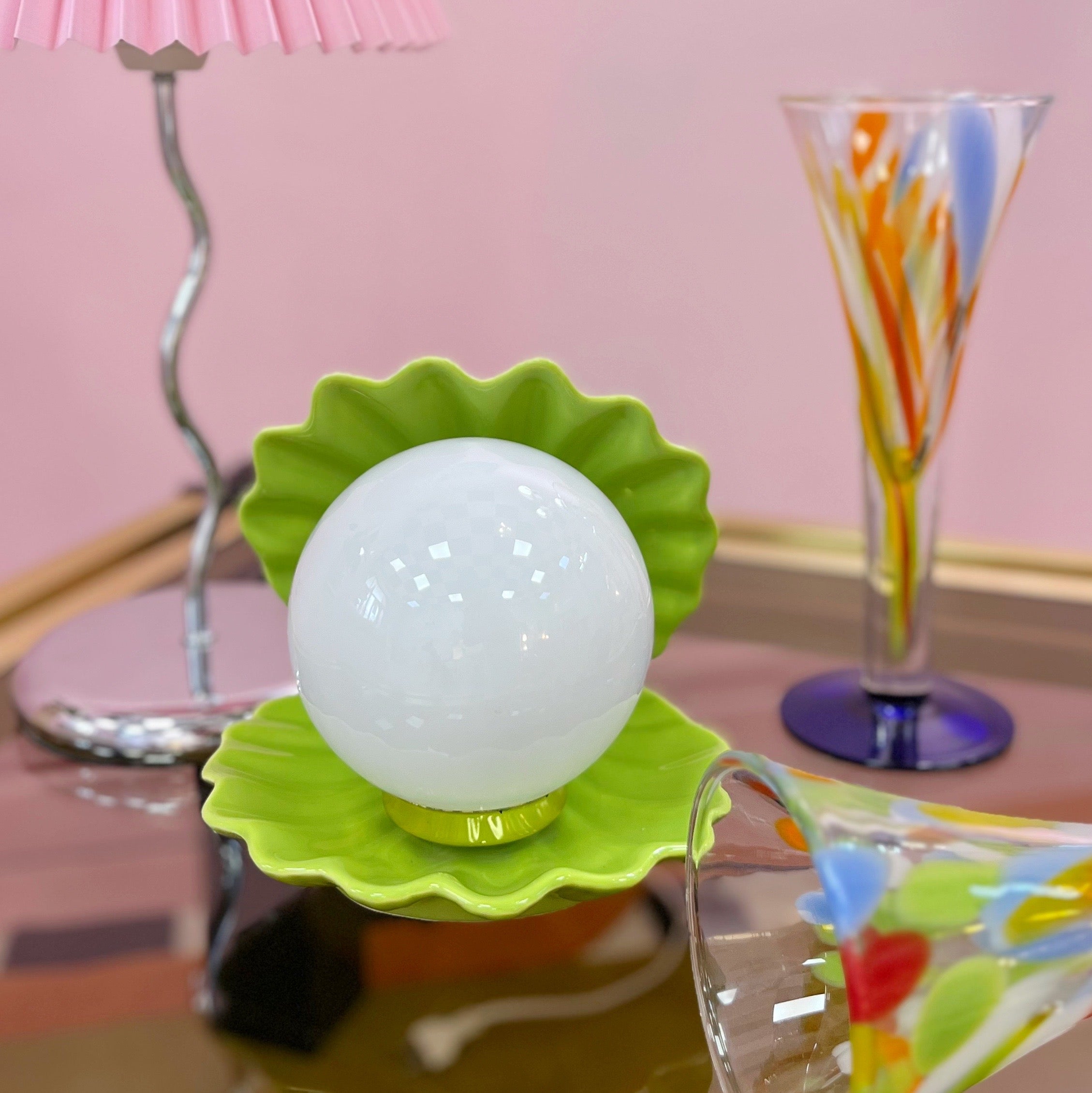 Lampe Coquillage Verte – Années 80