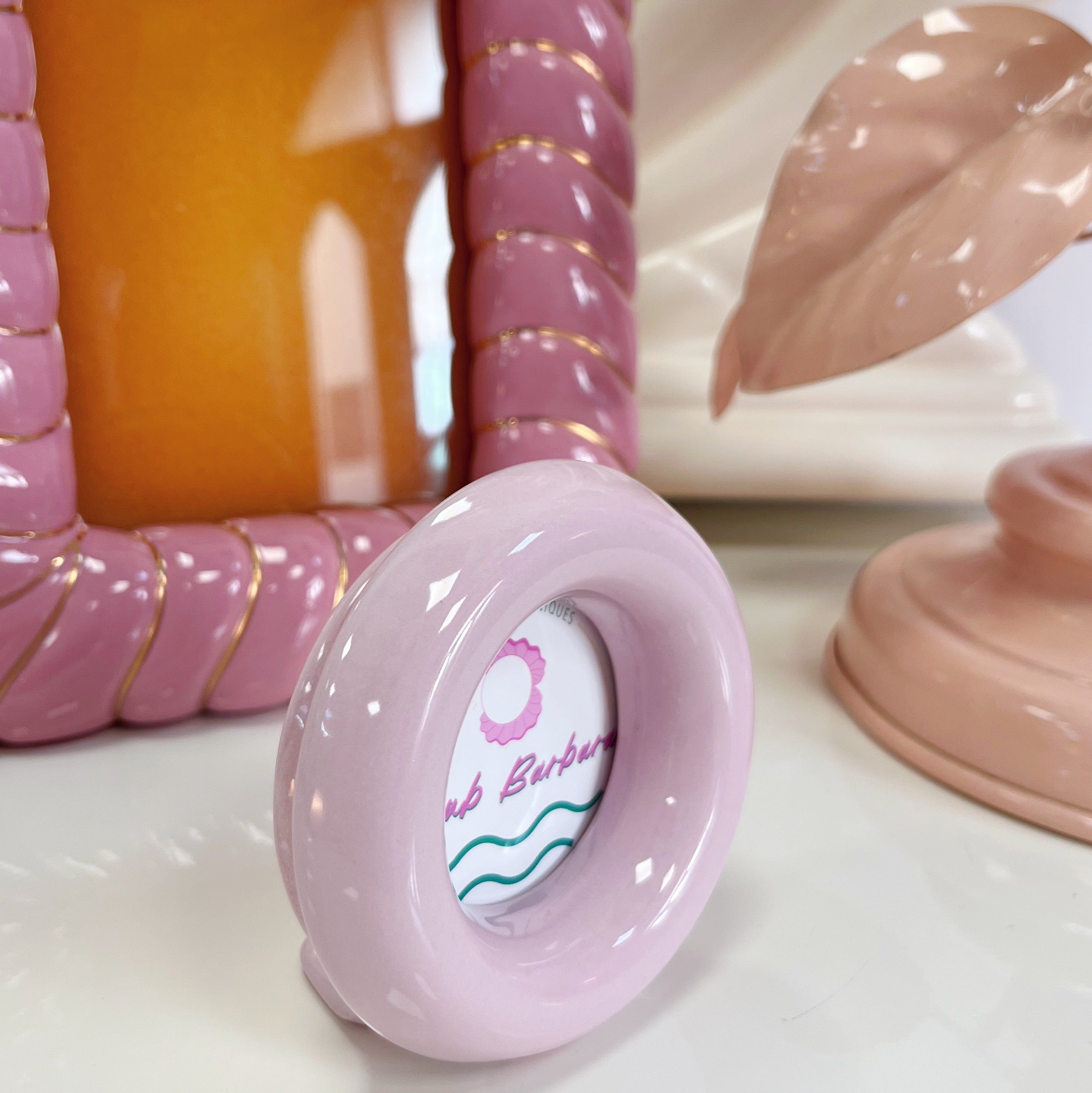 Petit porte photo céramique rose