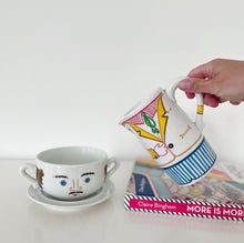 Charger l&#39;image dans la galerie, Set petit-déjeuner 70s en porcelaine, série Tête à Tête, « LUI » par Jean Hury
