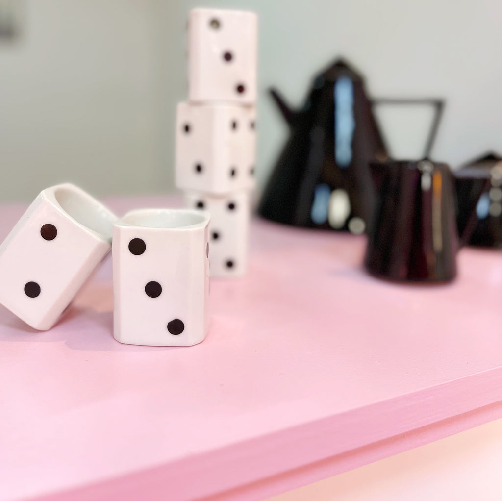 Coquetiers porcelaine dominos