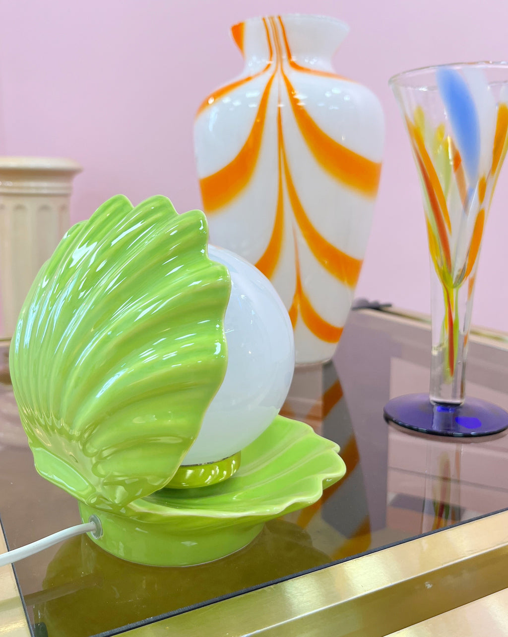 Lampe Coquillage Verte – Années 80