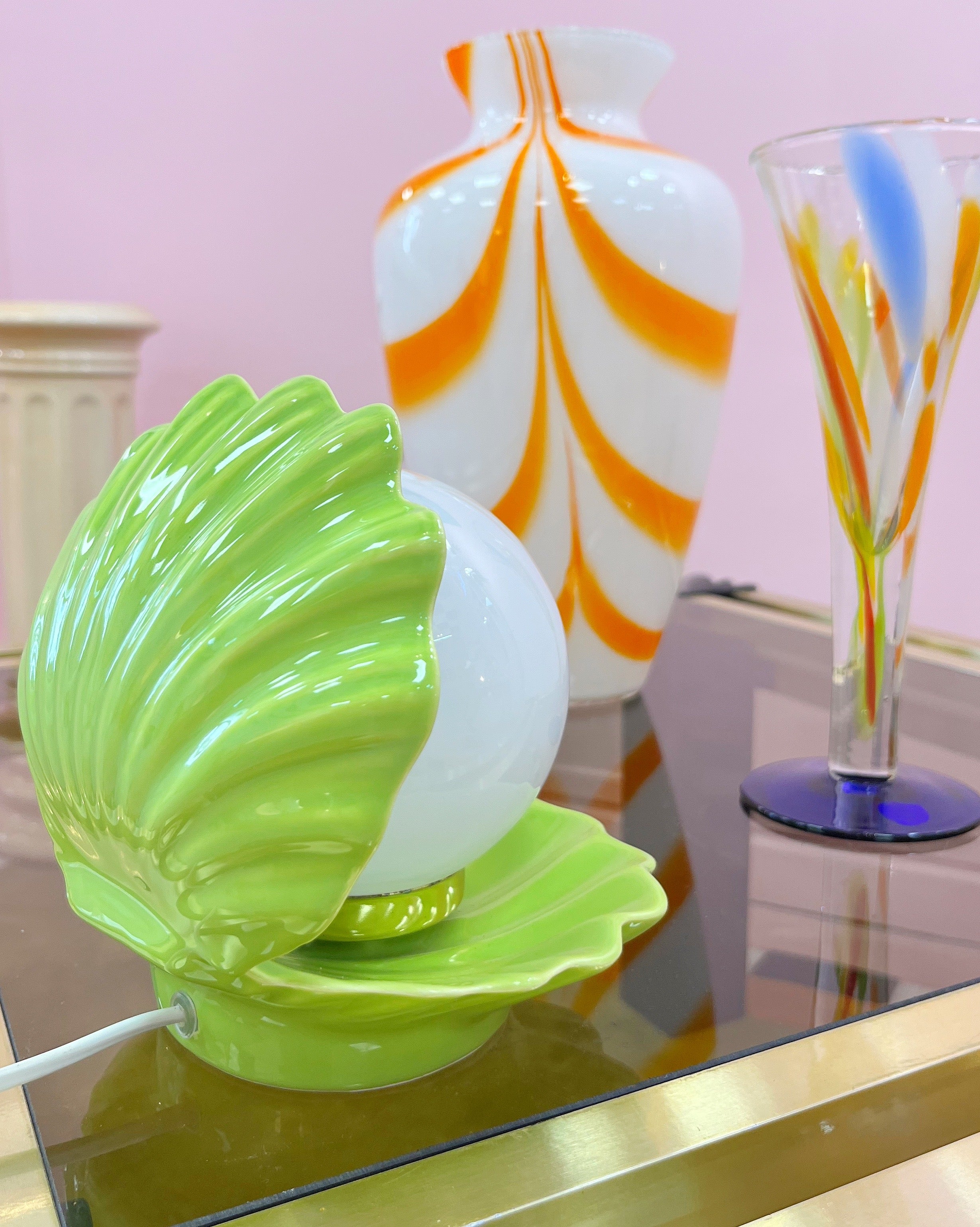 Lampe Coquillage Verte – Années 80