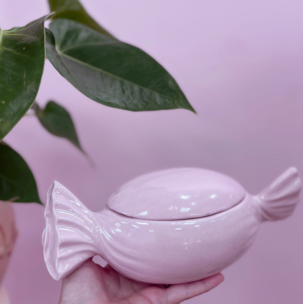 Boîte à Bijoux en Céramique – Bonbon Rose, Années 70