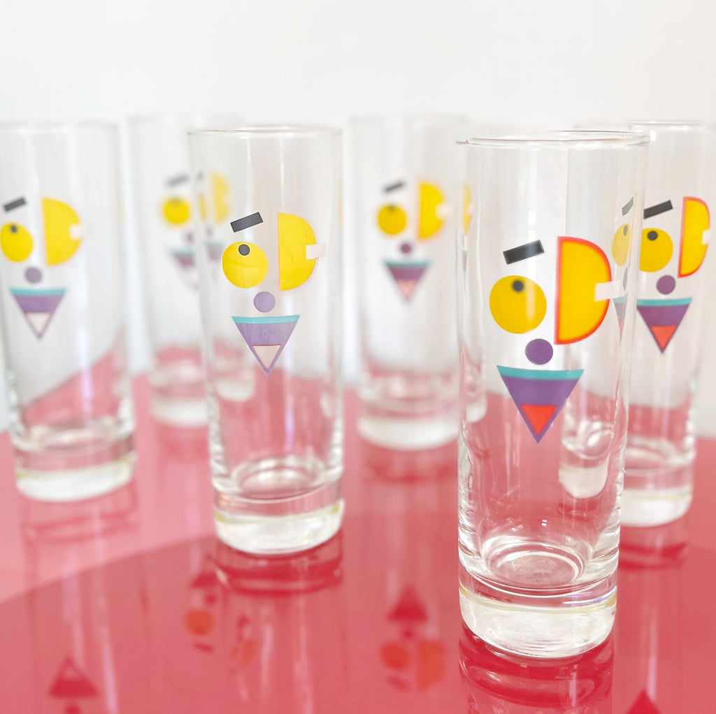 Service verres tubes vintage années 80