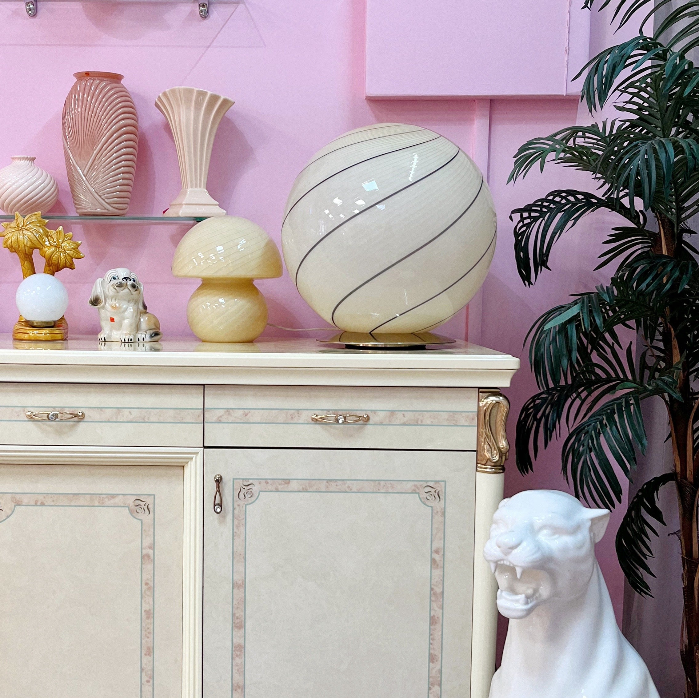 Grande lampe sphère en verre de Murano, années 70