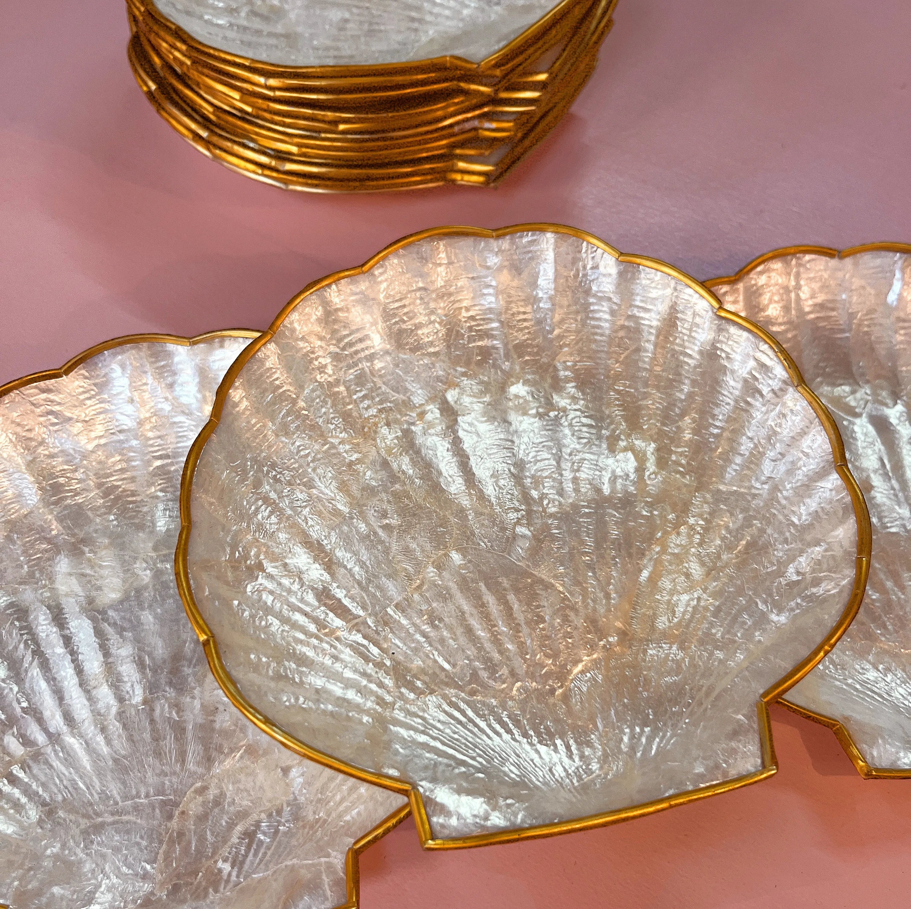 Coupelles coquillage nacrées vintage, années 80, set de 14 pièces