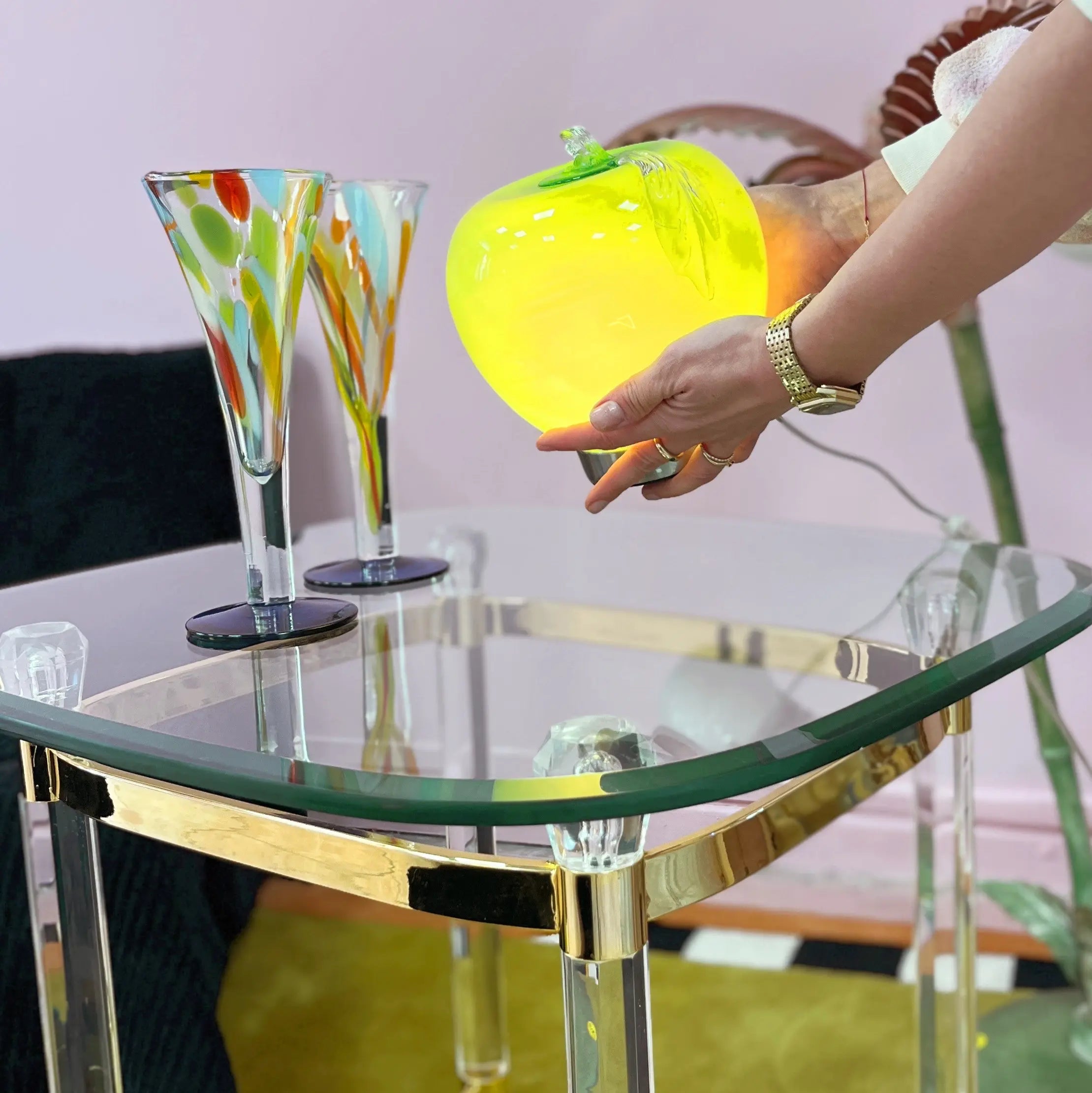 Lampe de table pomme en verre, Allemagne, années 90-2000