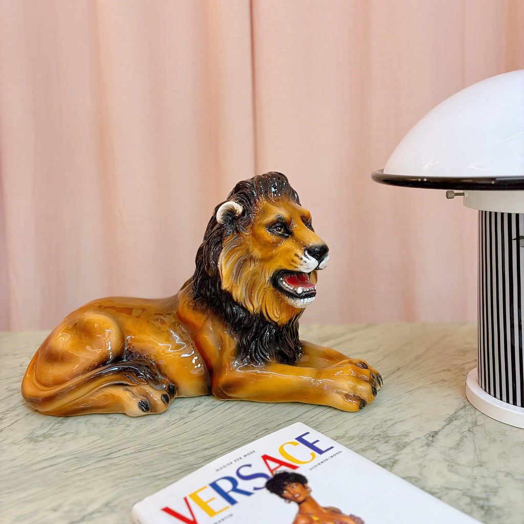 Lion en céramique italienne émaillée, années 70-80