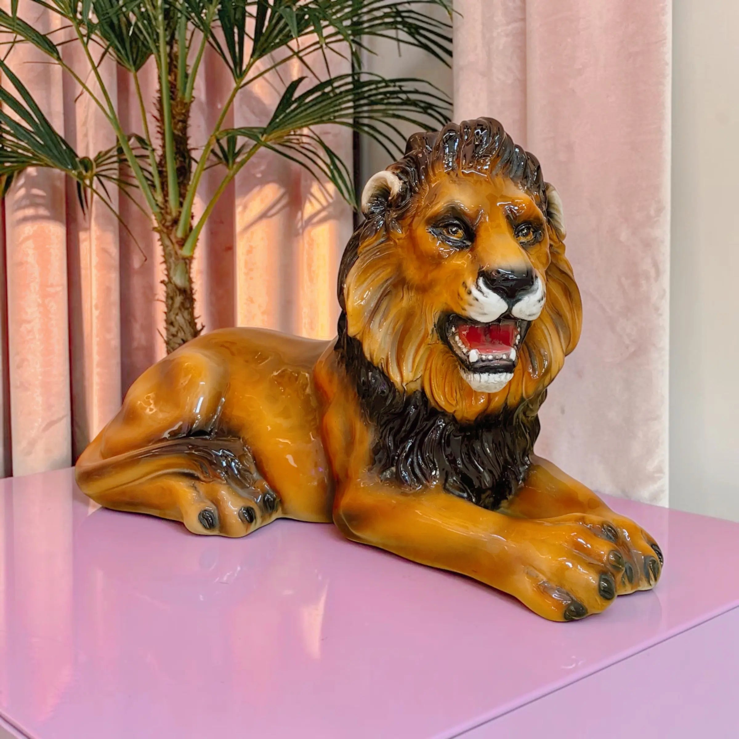 Lion en céramique italienne émaillée, années 70-80