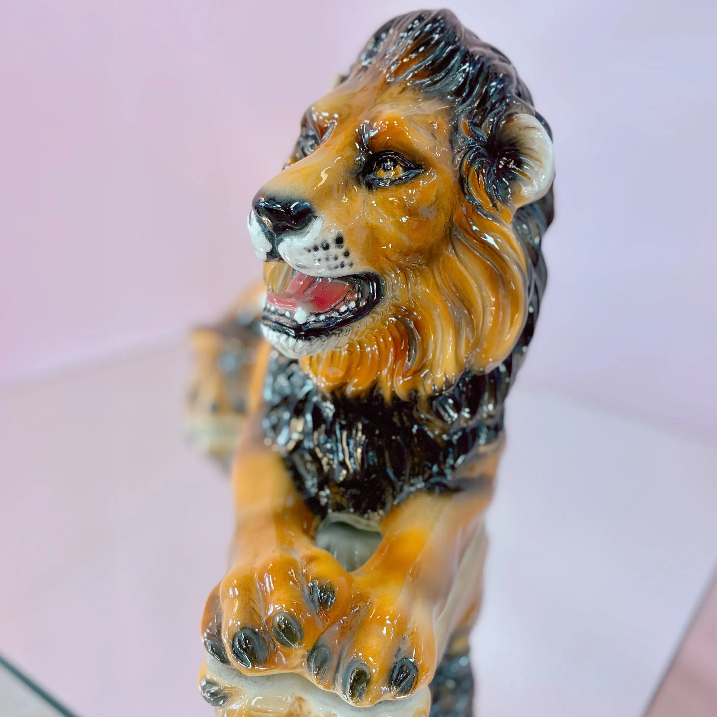 Lion en céramique italienne émaillée, années 70-80