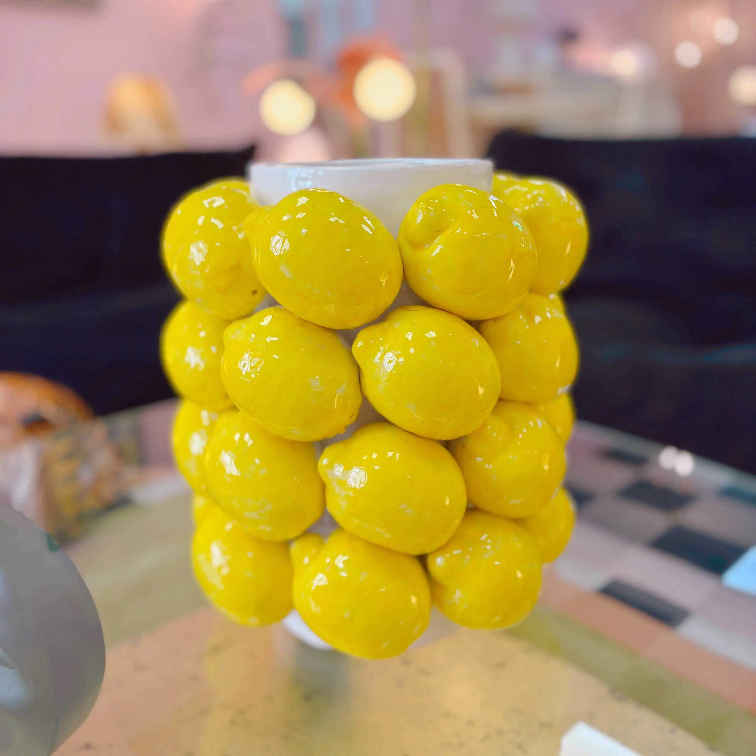 Vase citrons en céramique vintage, Sicile, années 70