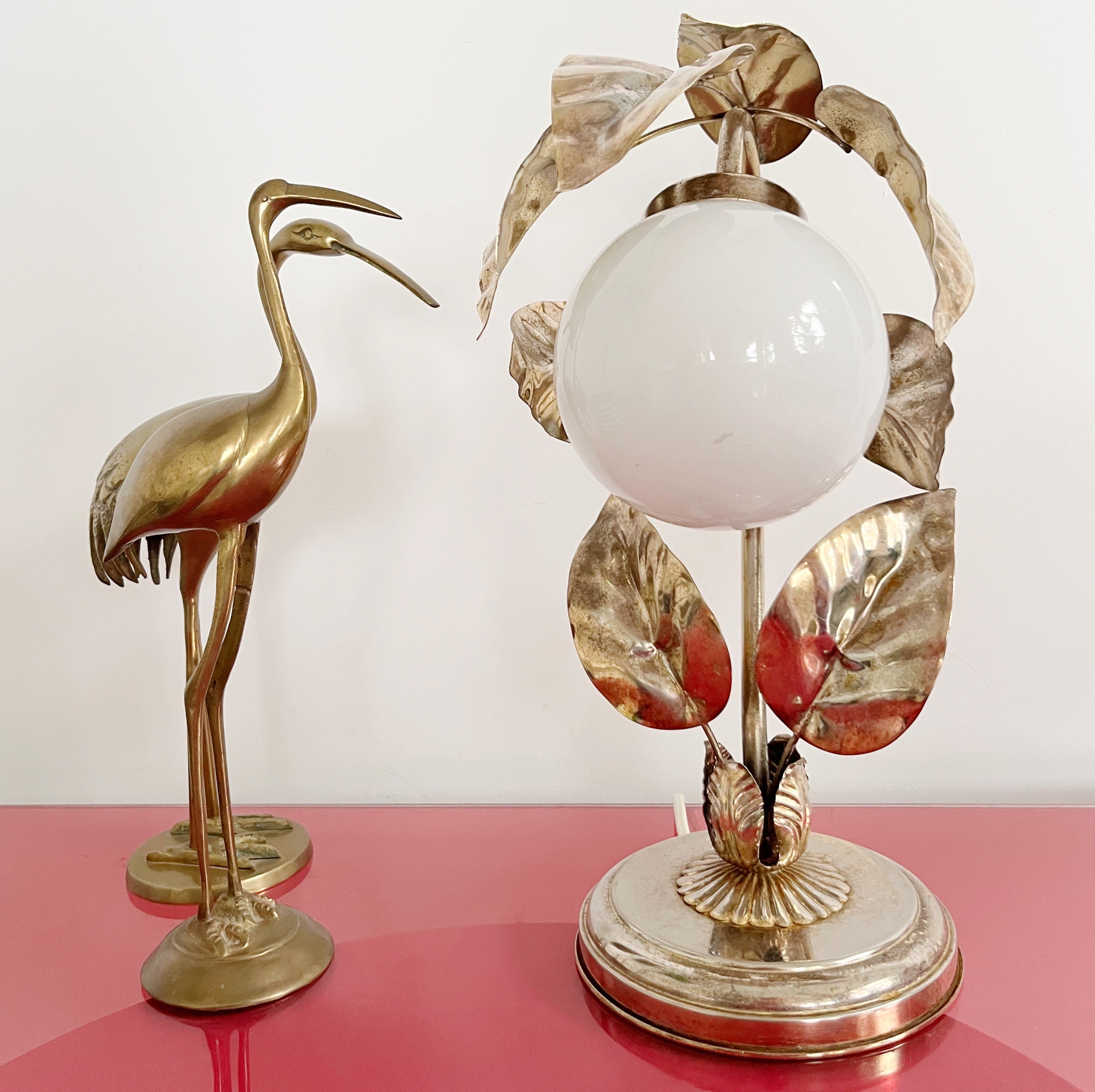 Lampe feuilles laiton vintage